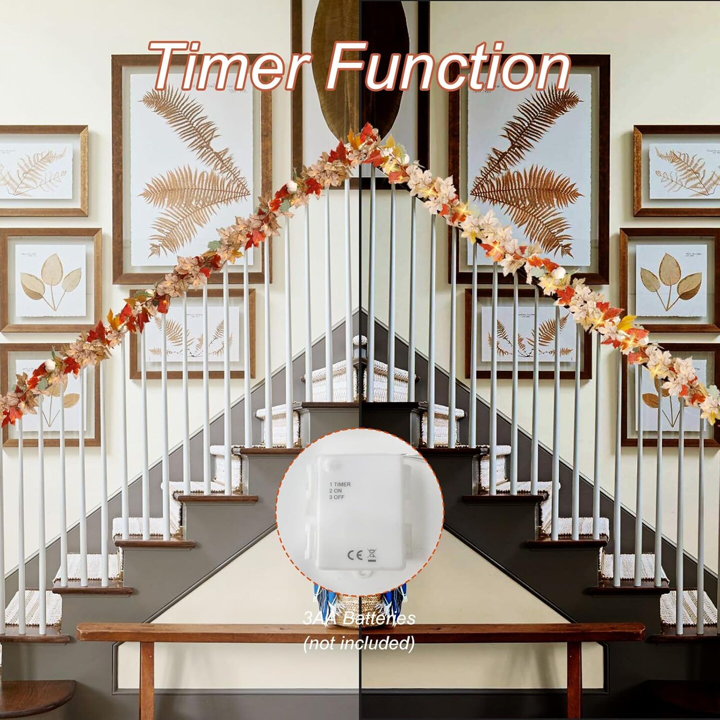 2 Pack Fall Leaves Garland with Lights - 5.6FT