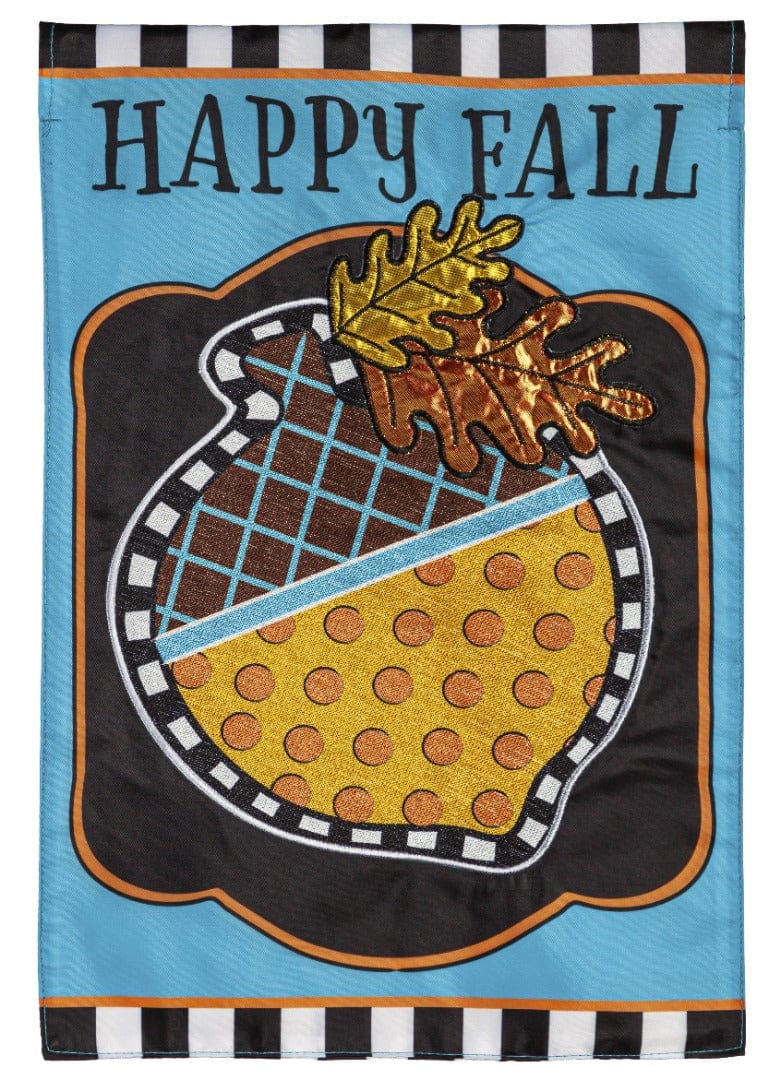 Happy Fall Acorn Garden Flag 2 Sided Applique
