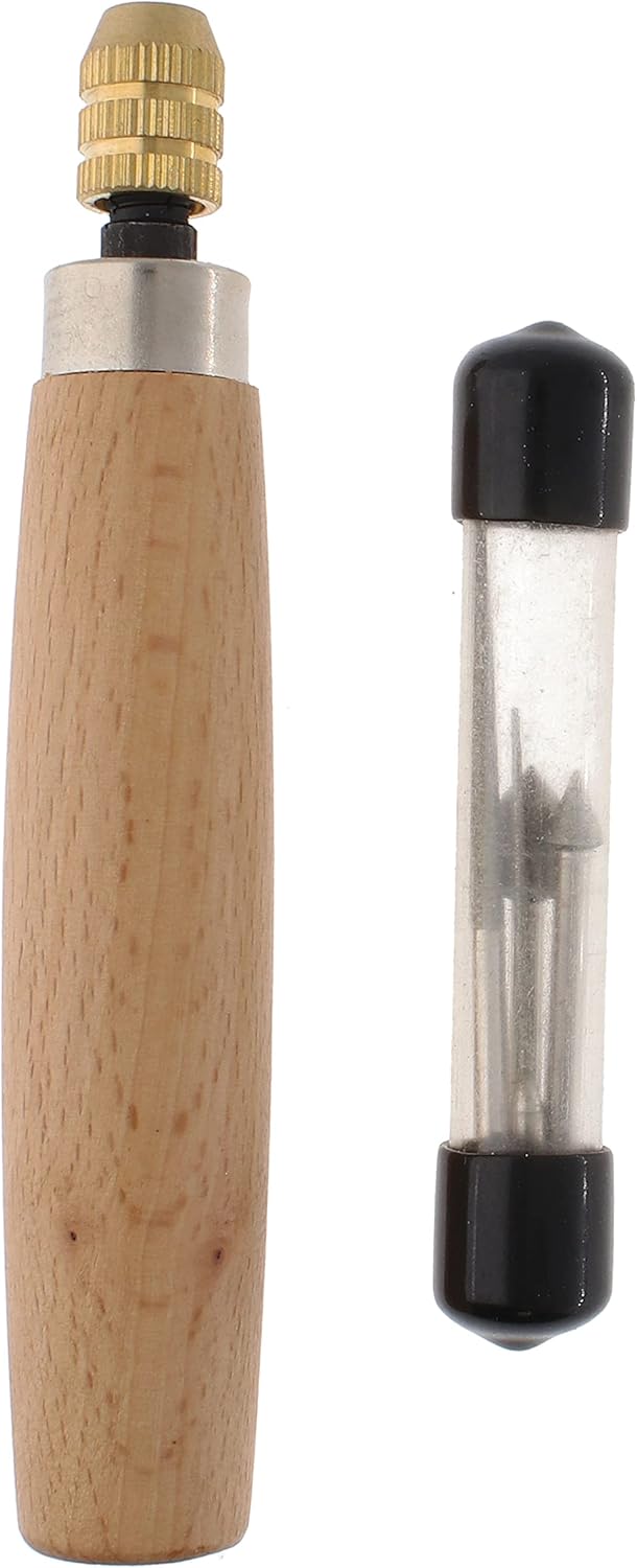 The Beadsmith Diamond Reamer Set – 4 Interchangeable Tips, Wood Handle, Storage Tube for Bits - Use on Glass, Ceramic or Stone – Tools for Opening & Enlarging Holes & Softening & Smoothing Rough Edges