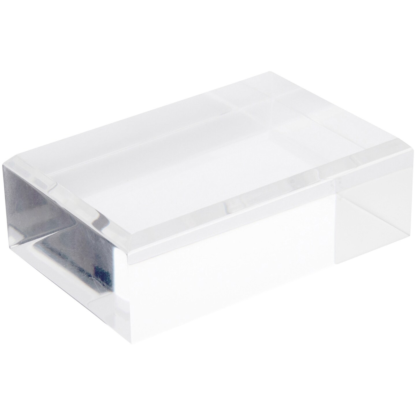 Plymor Clear Polished Acrylic Rectangular Beveled Display Base, 3" W x 2" D x 1" H