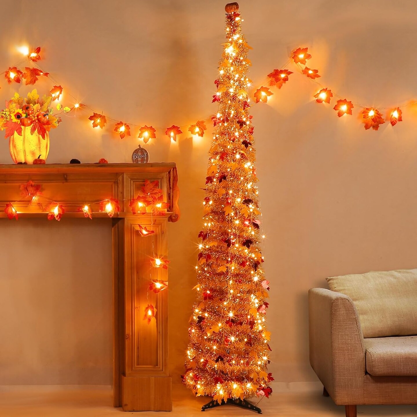 6 FT Lighted Fall Tree Fall Decor