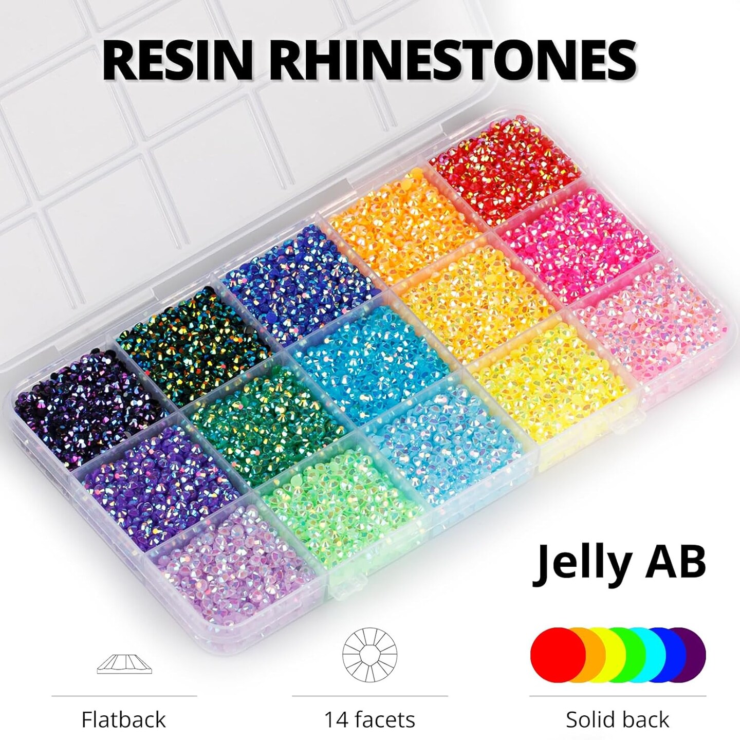 20000Pcs Flatback Jelly Rhinestones – Multicolor Gems with B7000 Glue