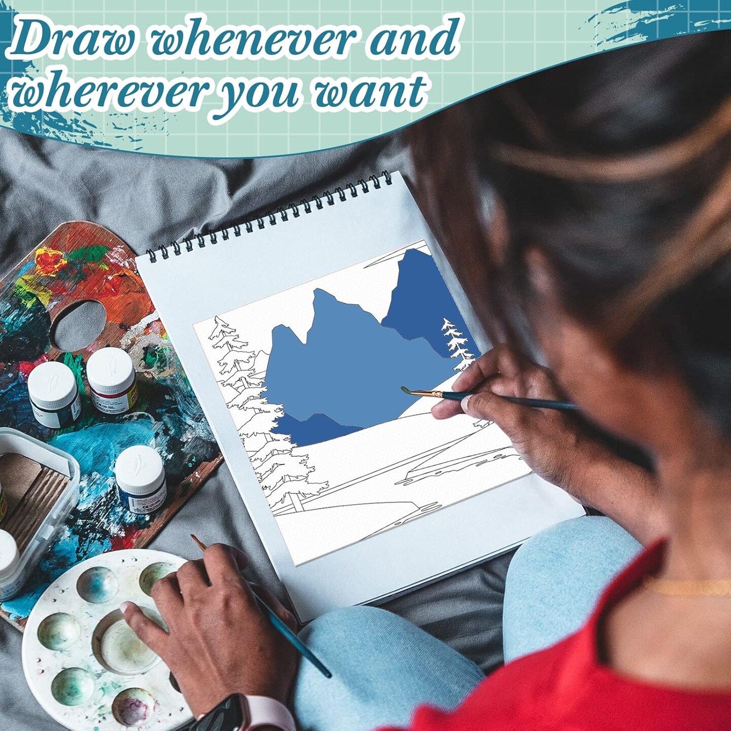 12 Pcs Pre Drawn Canvas Set for Adults(Landscape,8 x 8 Inch)