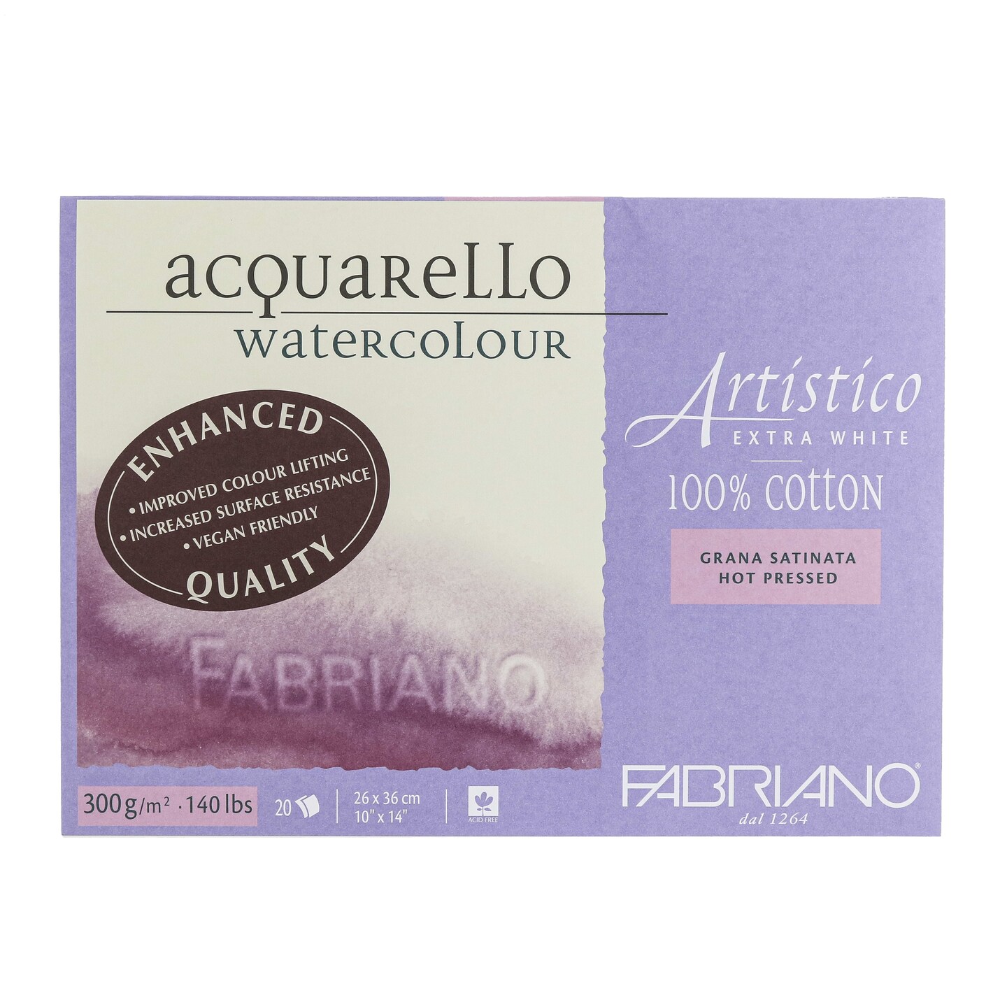 Fabriano Artistico Extra White Watercolor Block, 140 lb./300 gsm