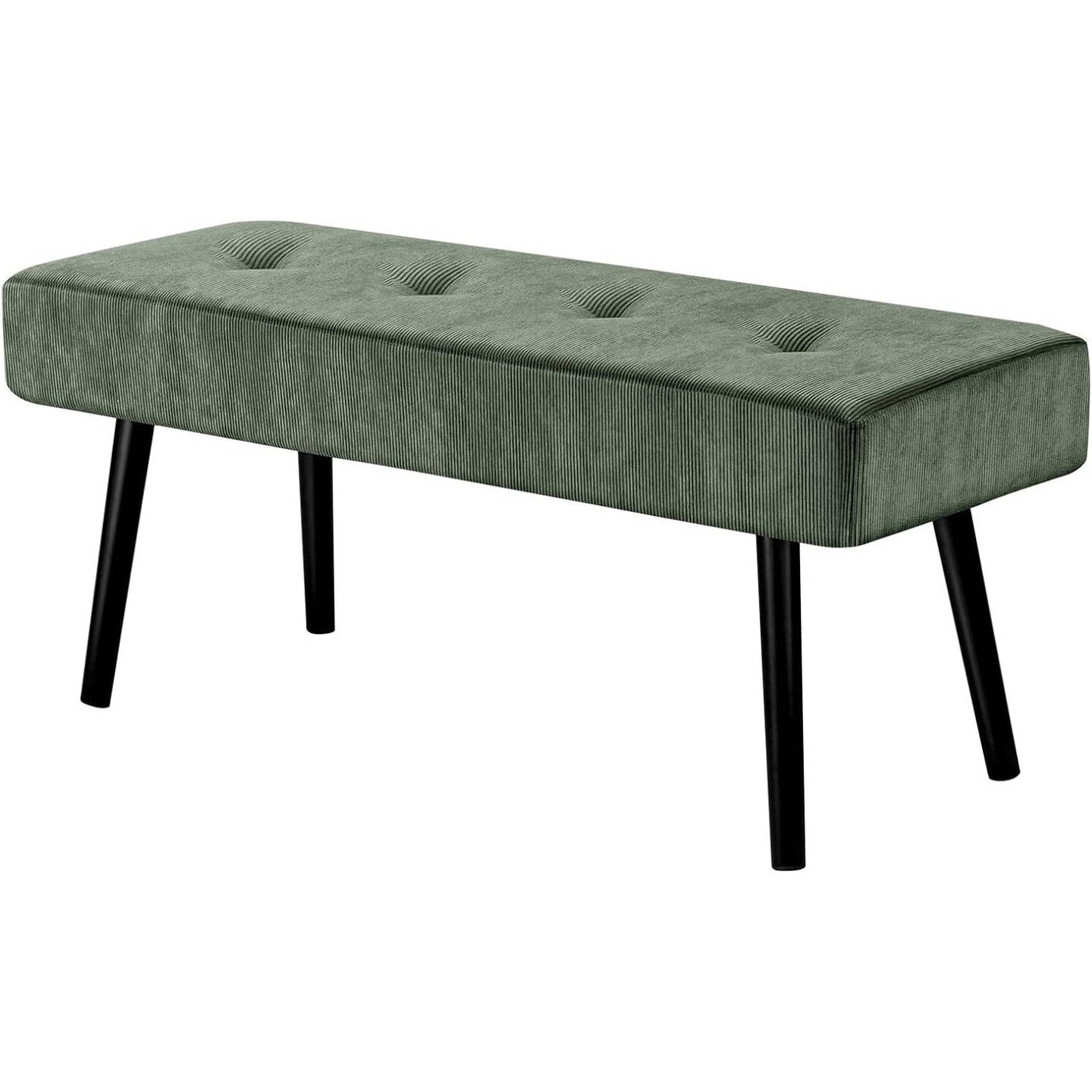 Modern Corduroy Upholstered End of Bed Searing Bench with Black Metal Legs for Living Room
