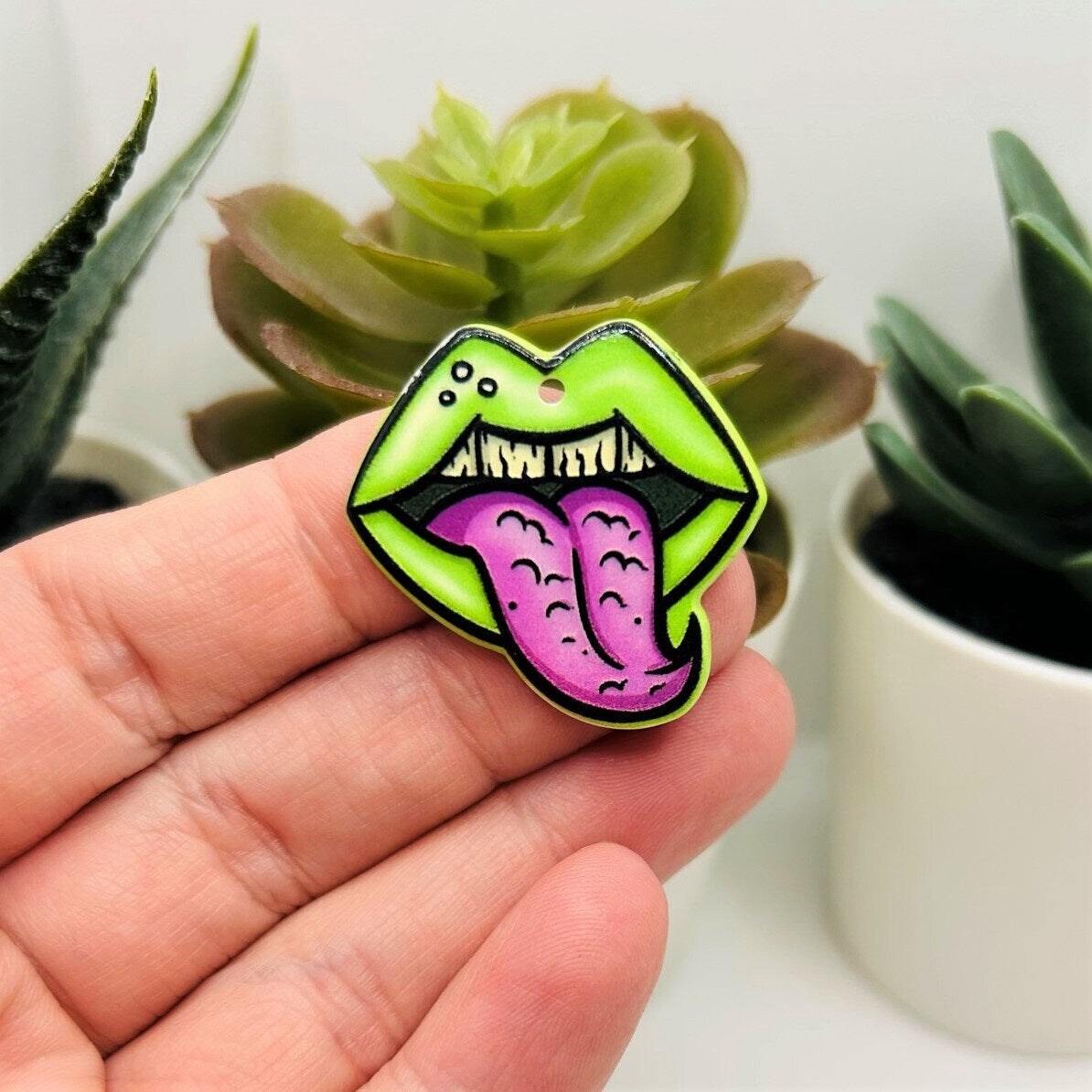 Acrylic Zombie Mouth Halloween Charm, 28x29mm