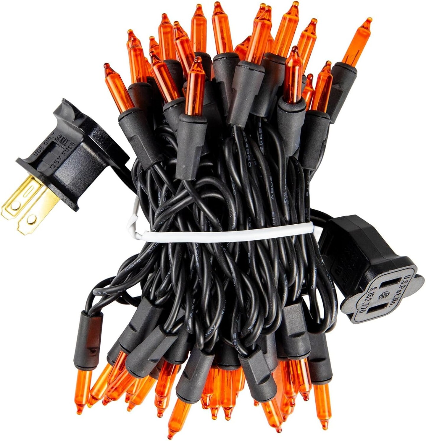 11ft Orange Mini Incandescent String Lights – 50 Bulbs on Black Wire, Commercial Grade, UL Listed, Indoor & Outdoor, End-to-End Connectable (Orange)