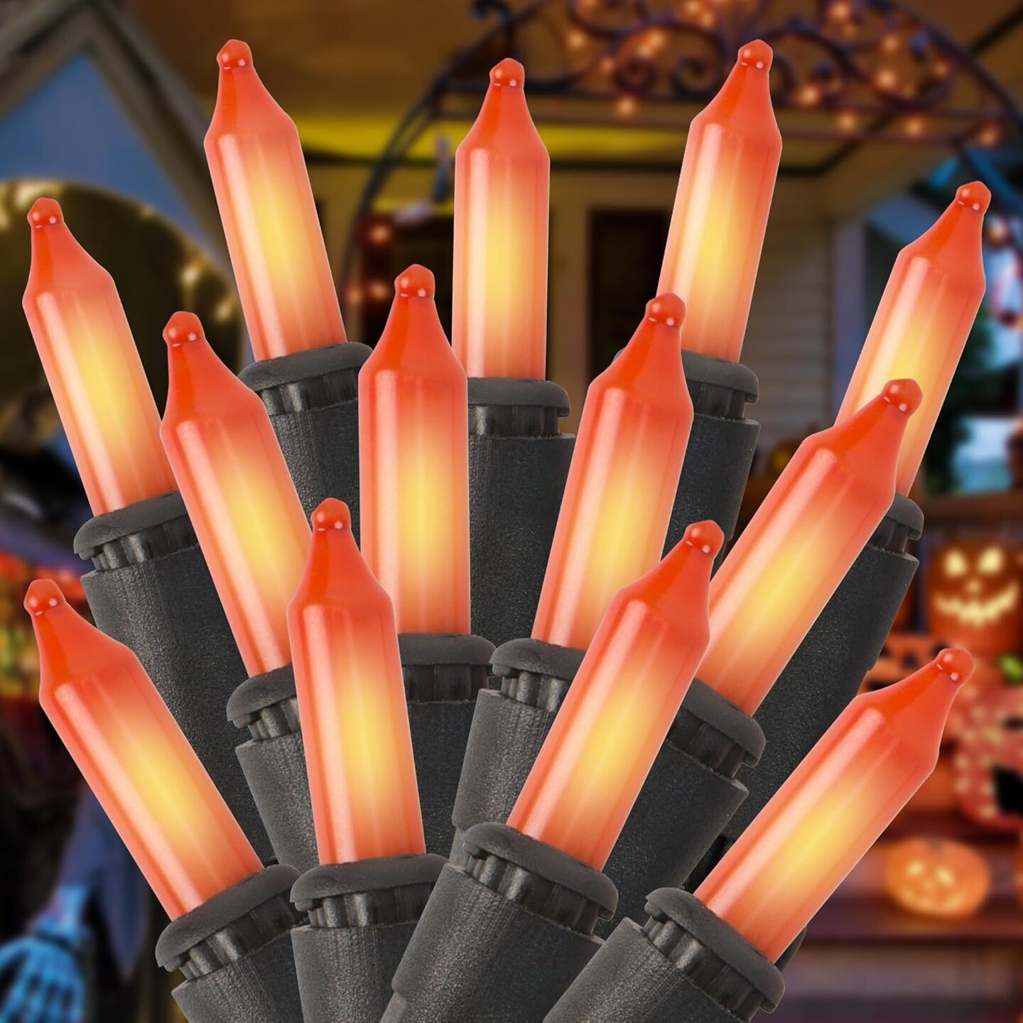 100 Count 21ft Mini Orange String Lights Plug in for Halloween Decorations