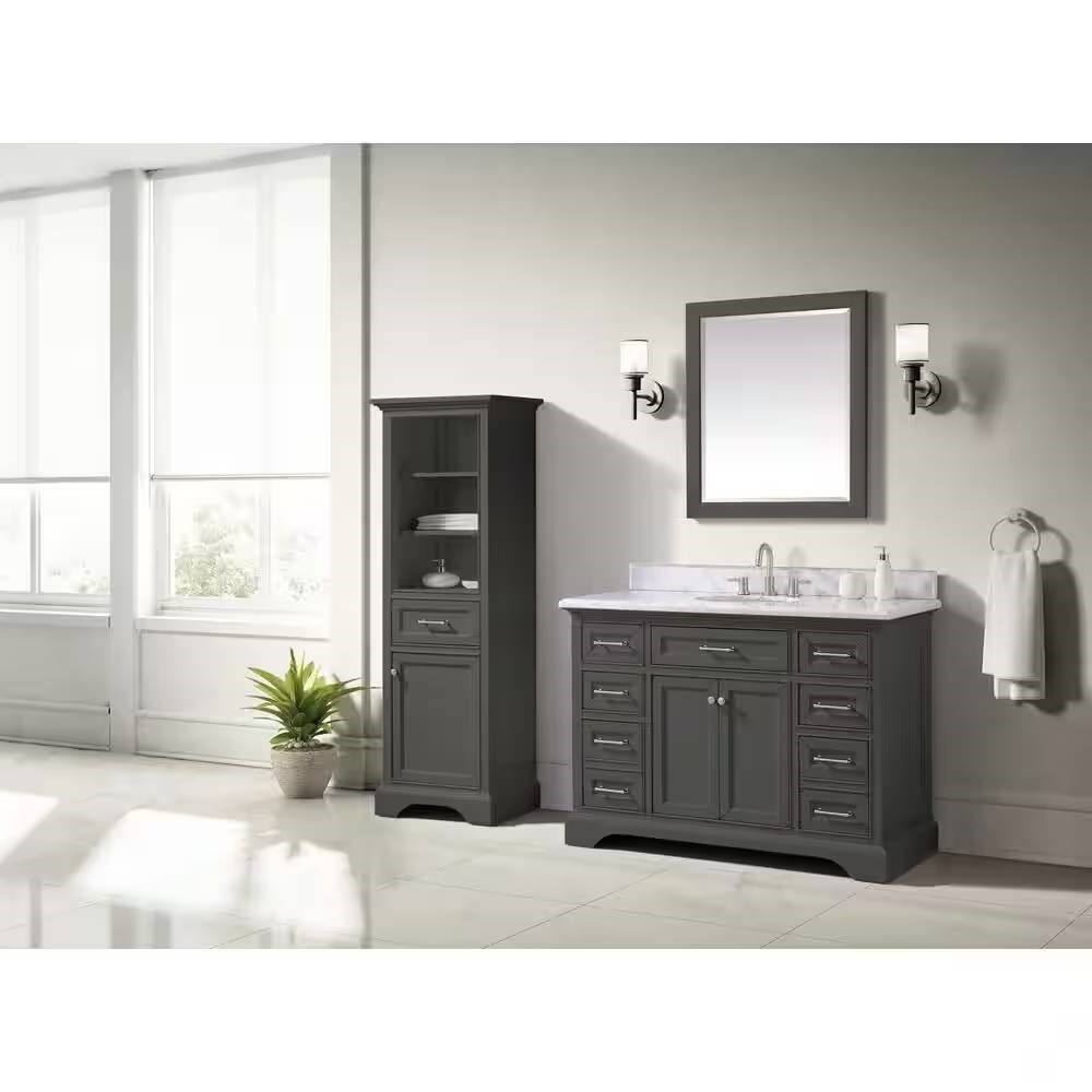 Solid Wood Frame 28x32 in. Rectangular Wall Bathroom Mirror