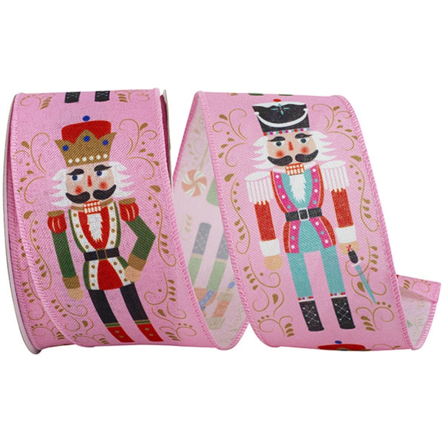 2.5&#x22; Nutcracker Scroll Ribbon: Pink (10 Yards)