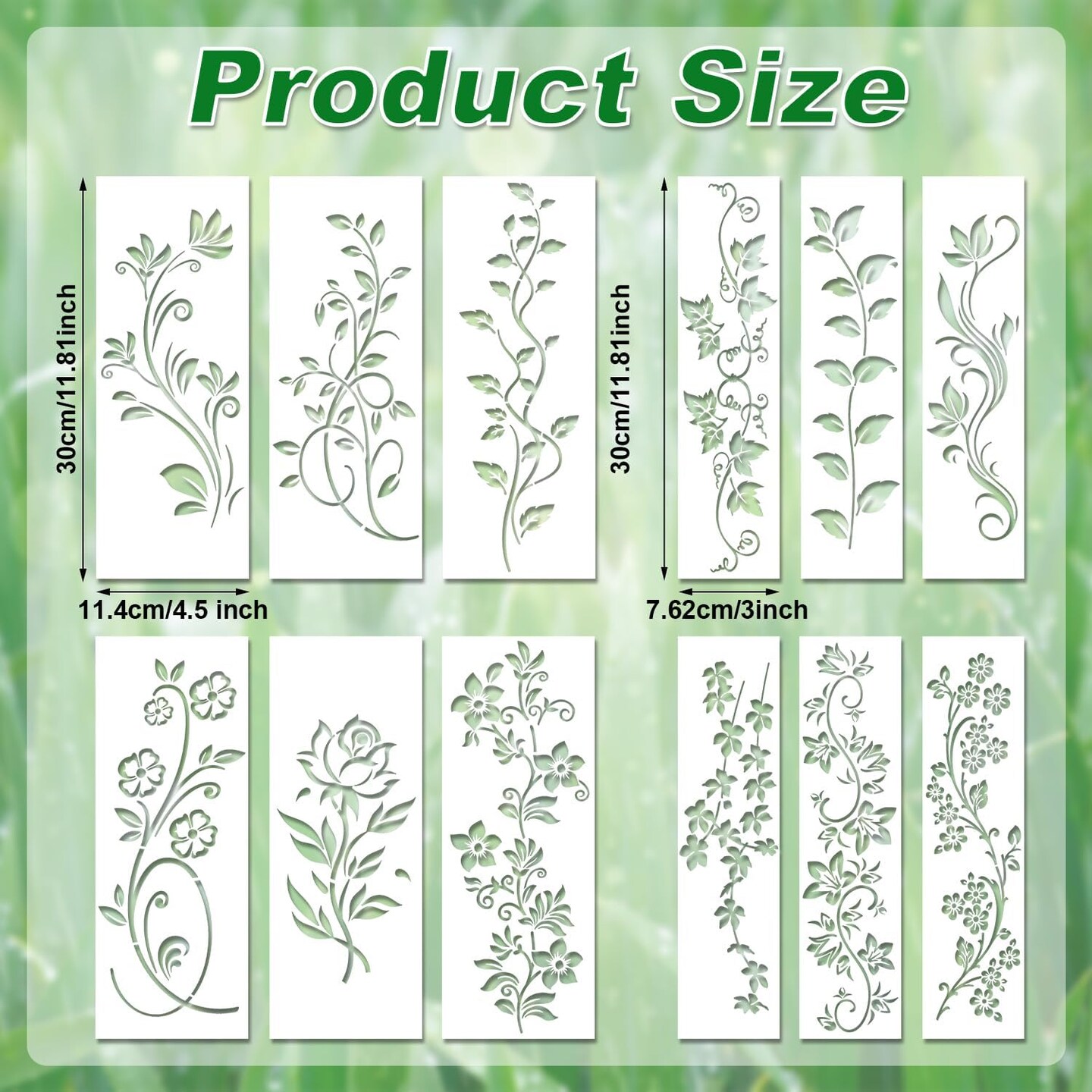 12pcs Leaf Vine Stencils, Leaves &#x26; Flower Stencil