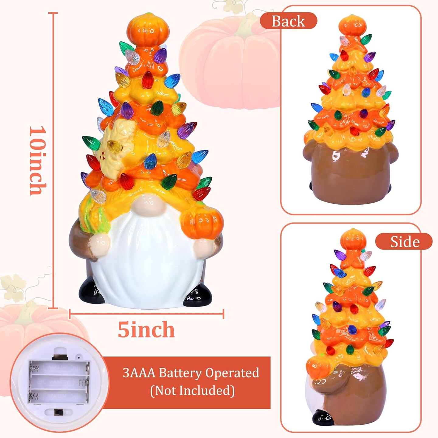 Lighted Fall Gnomes Ceramics Tree