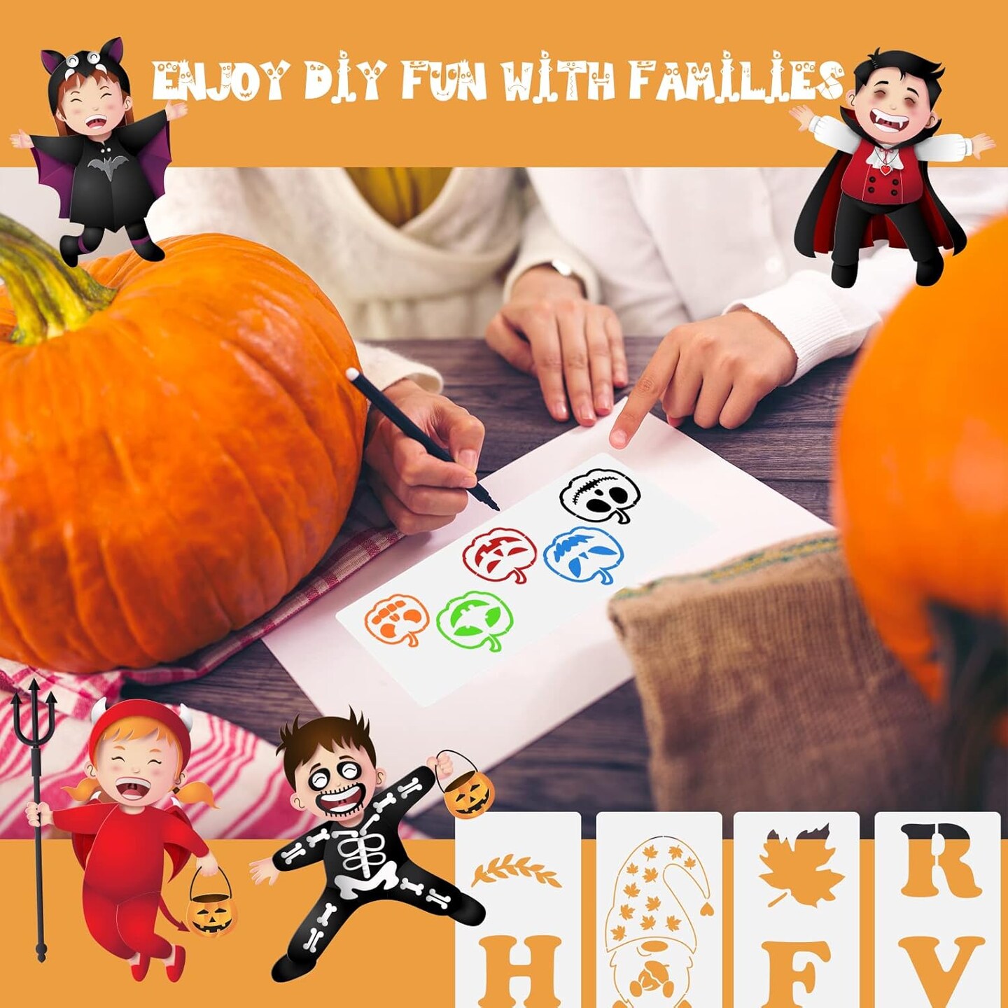30 Pcs Fall Stencils Halloween Christmas Stencils , 14 x 5.5 Inch(Cute)