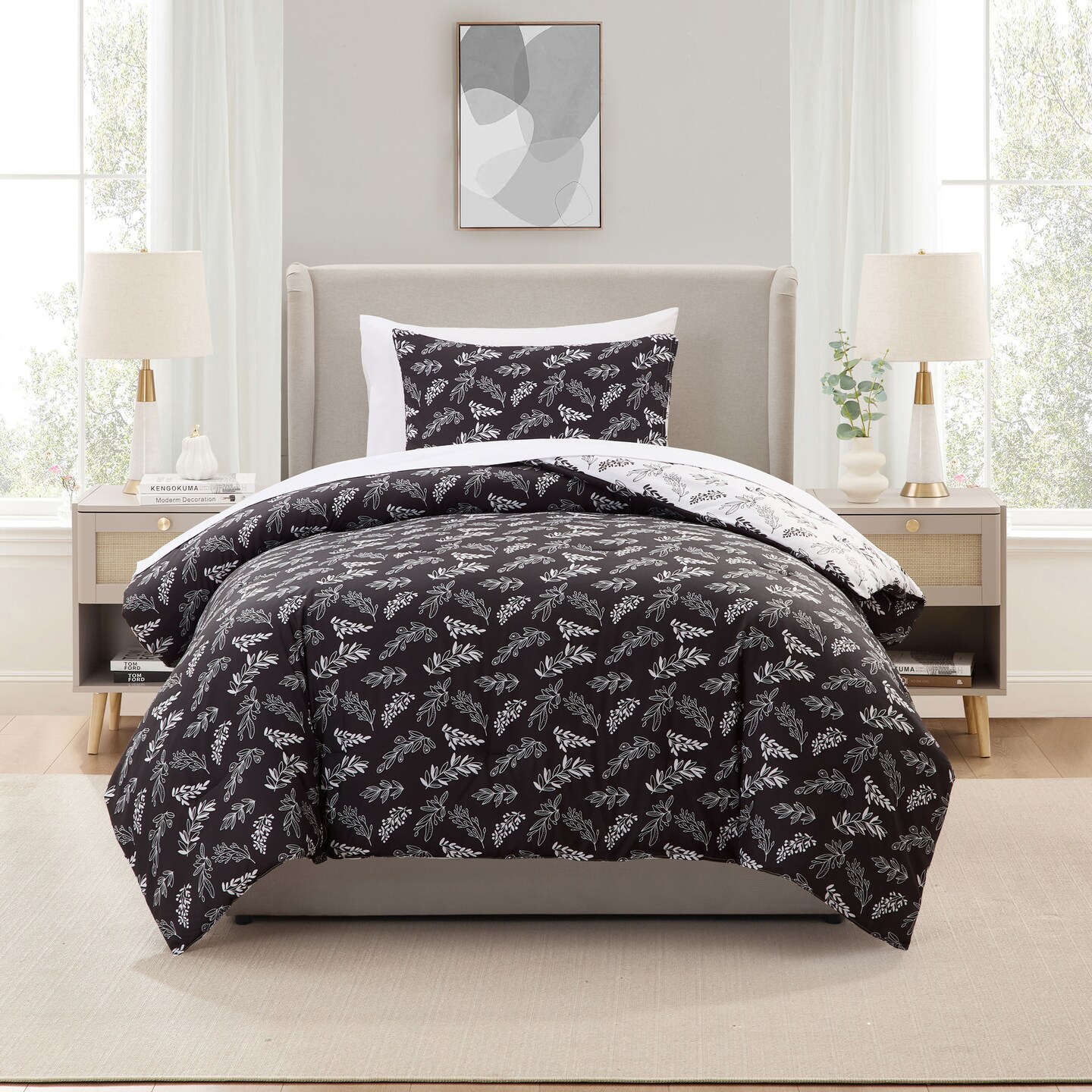 CraftBud 7 Pc Botanical  Comforter Sets with Sheets