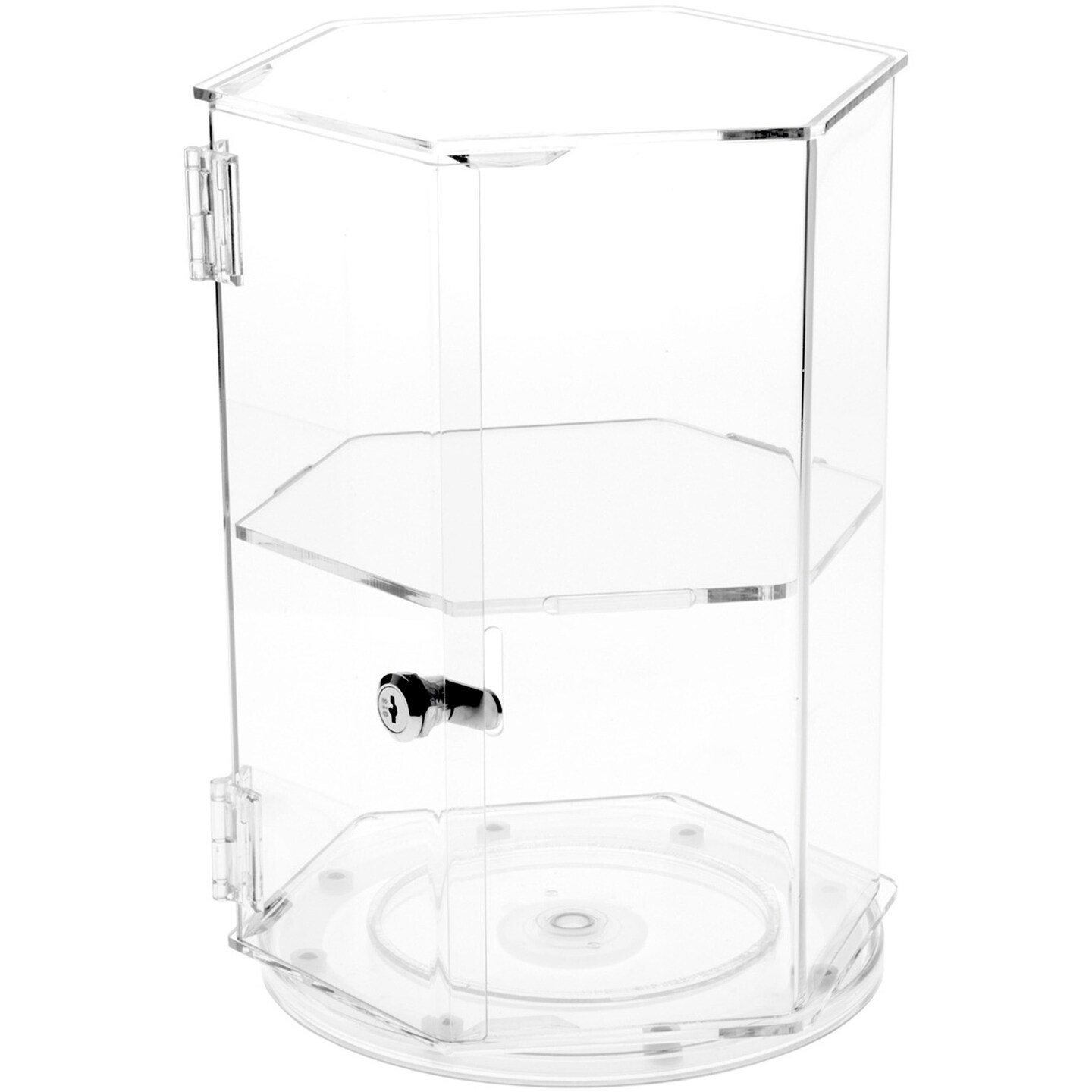 Plymor Clear Acrylic Hexagonal Locking Display Case, 1 Shelf