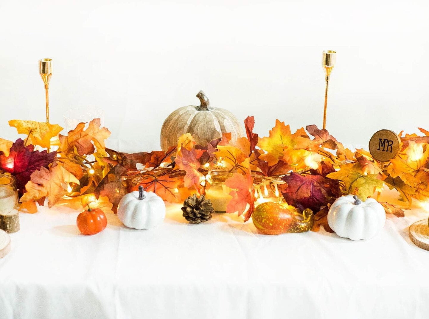 2 Pack Fall Maple Lighted Leaf Garland - 5.9Ft/Piece - 40 LED (Orange)
