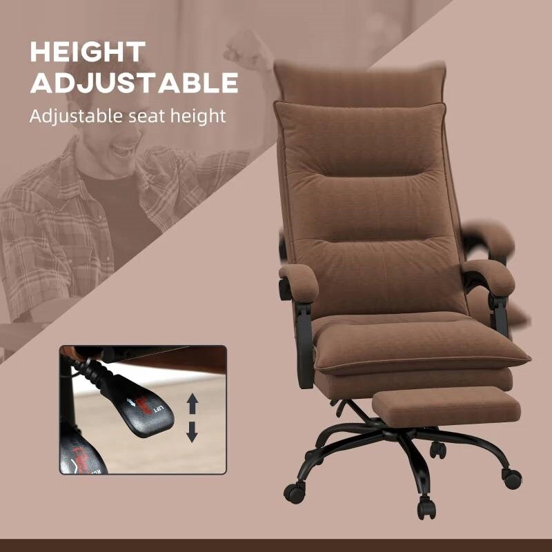Double Padded Executive Massage Heated Office Chair with Remote Control Lumbar Heating and Footrest