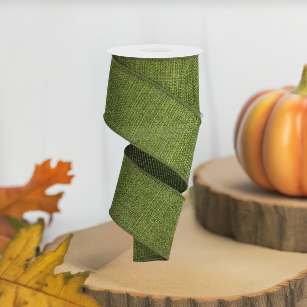 2.5&#x22; Cross Royal Burlap Ribbon: Moss Green (10 Yards)