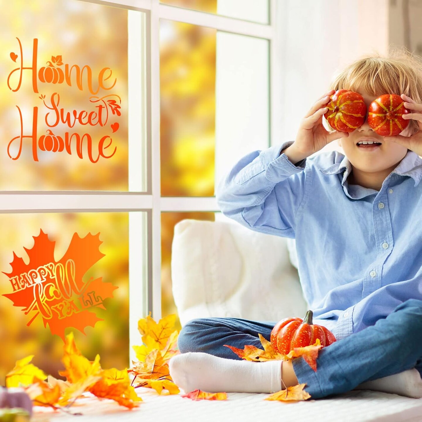 16 Pcs Fall Pumpkin Templates - Reusable Maple Leaf Stencils for Wood