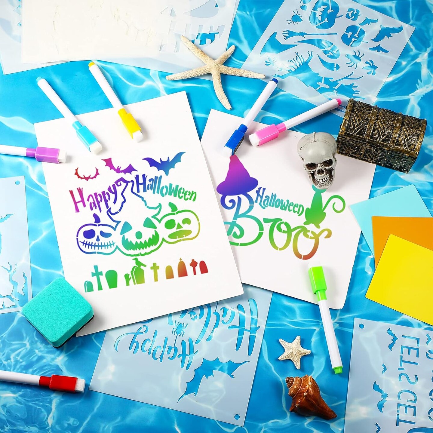 20 Pieces Halloween Painting Stencils - 6 x 6 Inch