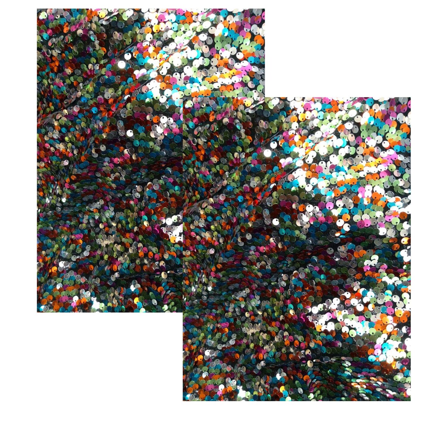 1 Yard Multi Color Sequins Printed Embroidery Fabric for Costumes 60 Inches Wide