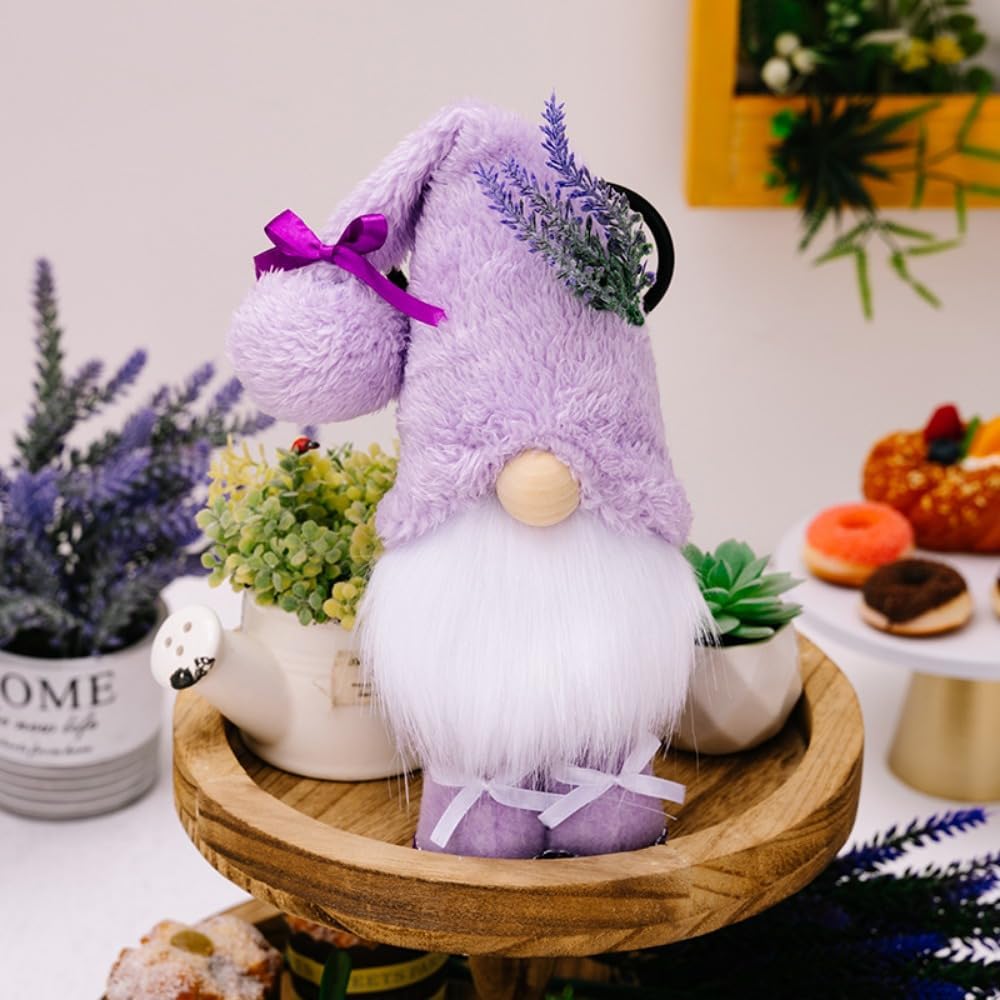 Fall Gnome Plush Purple – Lavender Autumn Home Decorations, Tiered Tray Decor, Tomte Elf Doll, Christmas & Holiday Party Gifts