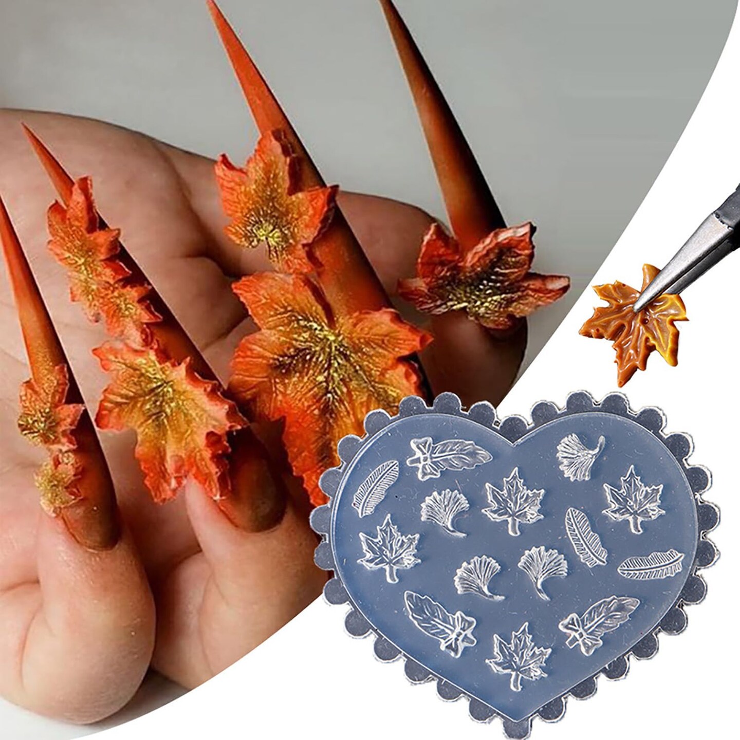 3D Maple Leaf Resin Molds Silicone Nail Tools Fallen Leaves