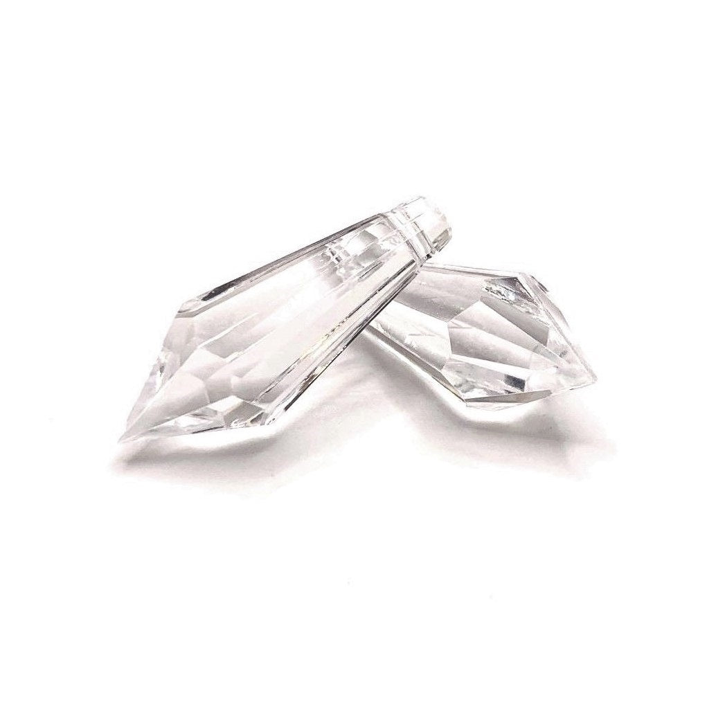 Large Acrylic Crystal Faceted Teardrop Pendants, 38x13mm