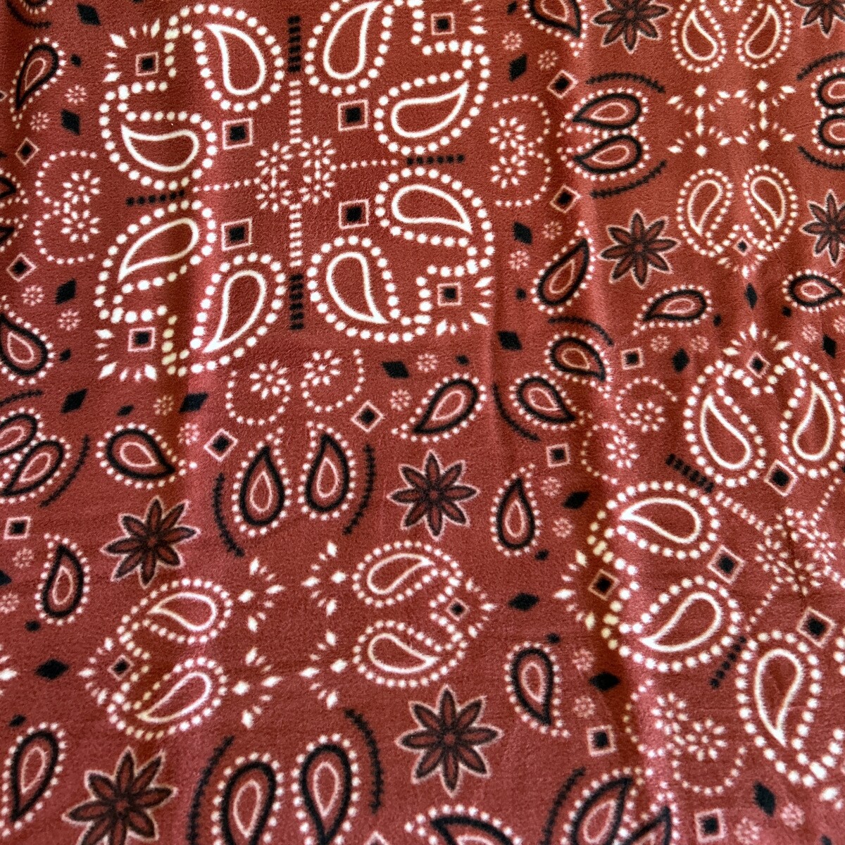Bandana Handkerchief Red Anti-Pill Premium Fleece Fabric | By The Yard