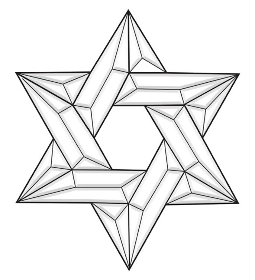 7"x8" Exquisite Clear Glass Star of David Bevel Cluster EC210