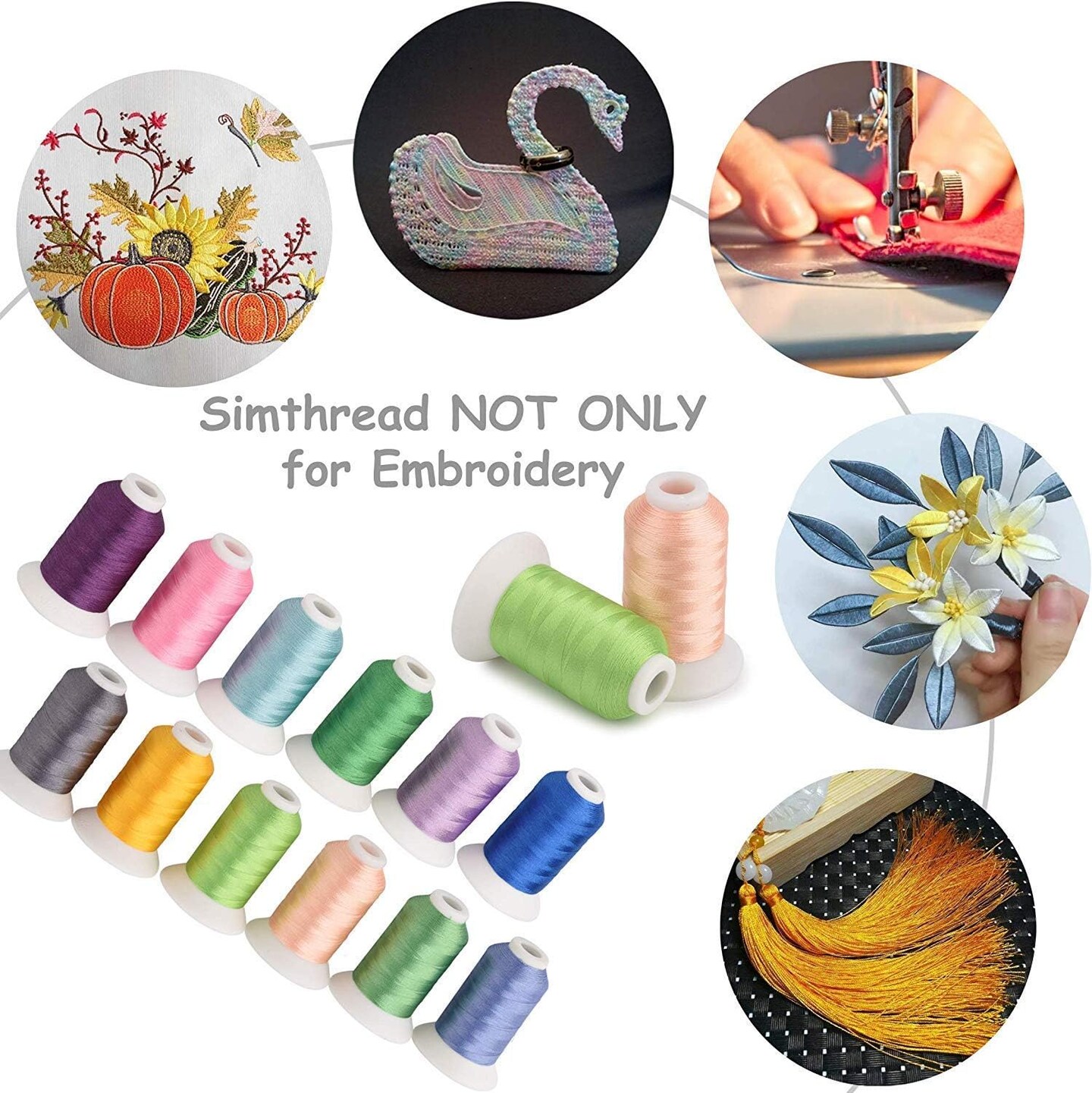 63 Colors Polyester Compatible with Brother Embroidery Machine Thread Kit
