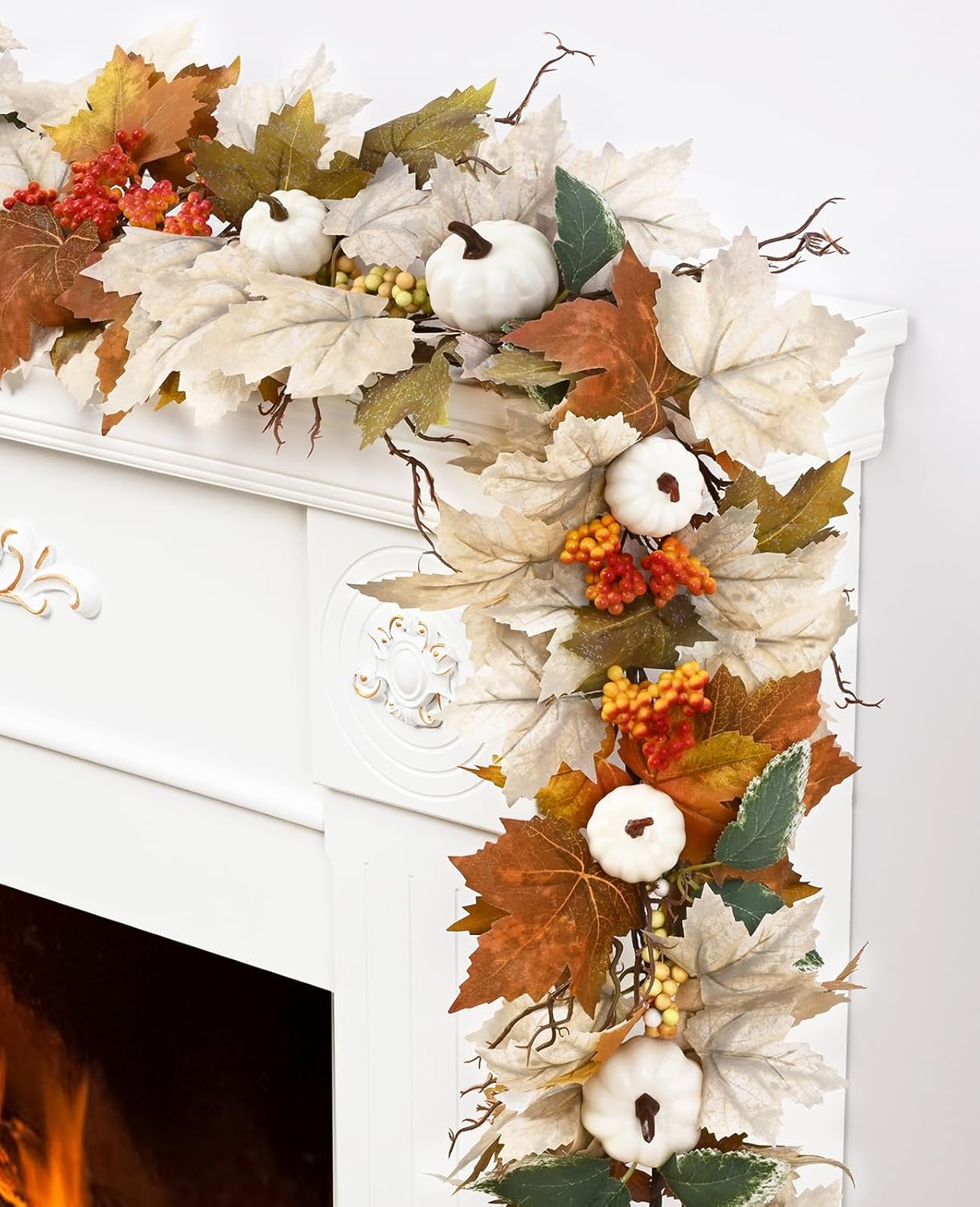 1 Pack 6 Ft Fall Leaves Garland with Lights