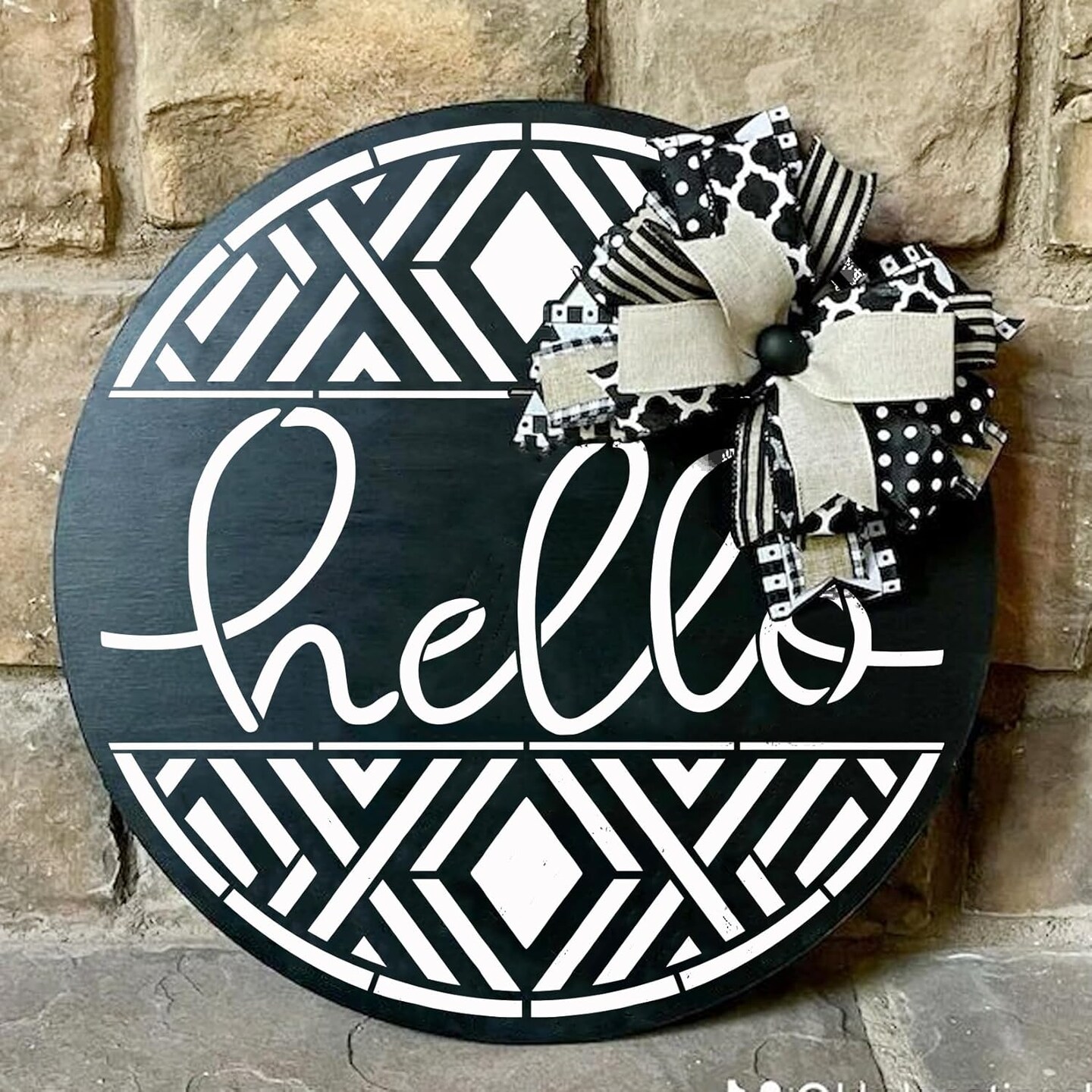 9 Pcs Welcome Stencils for Painting on Wood Reusable Round (9 Welcome)