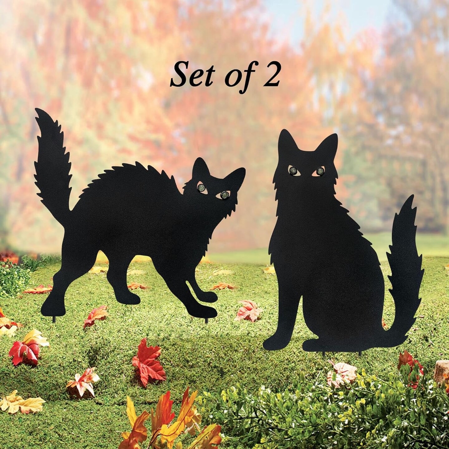 Set of 2 - Cat Stake - Halloween Outdoor Decorations