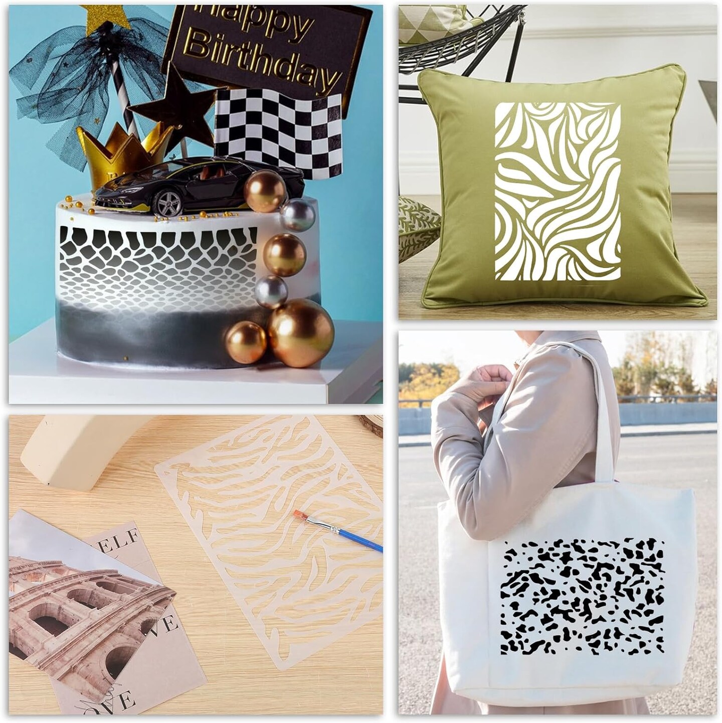 12 Pcs Stencils for Crafts Reusable, Texture Stencils for Painting, (8.27 x 5.9 Inch)