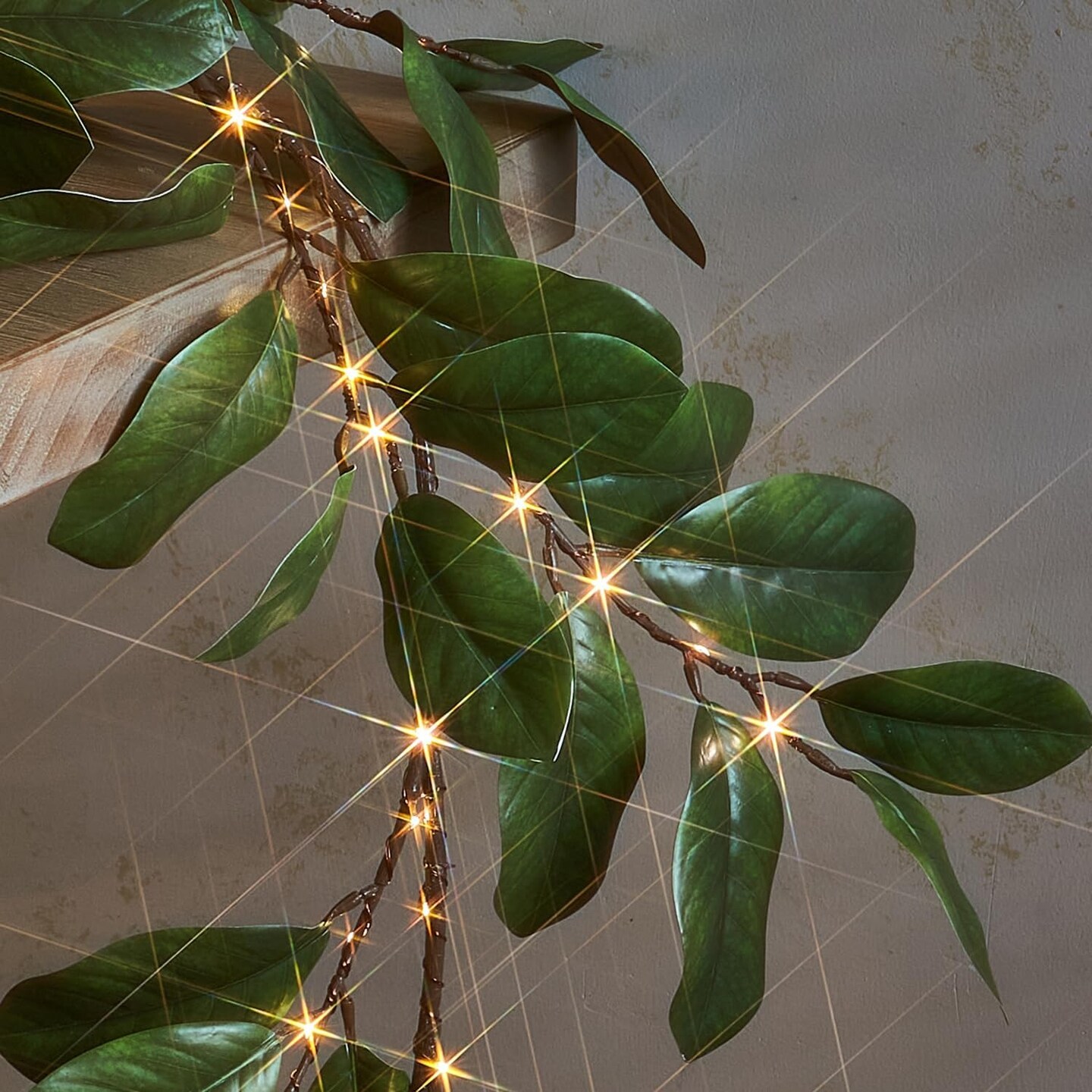Lighted Magnolia Garland Timer 6FT 80 LED