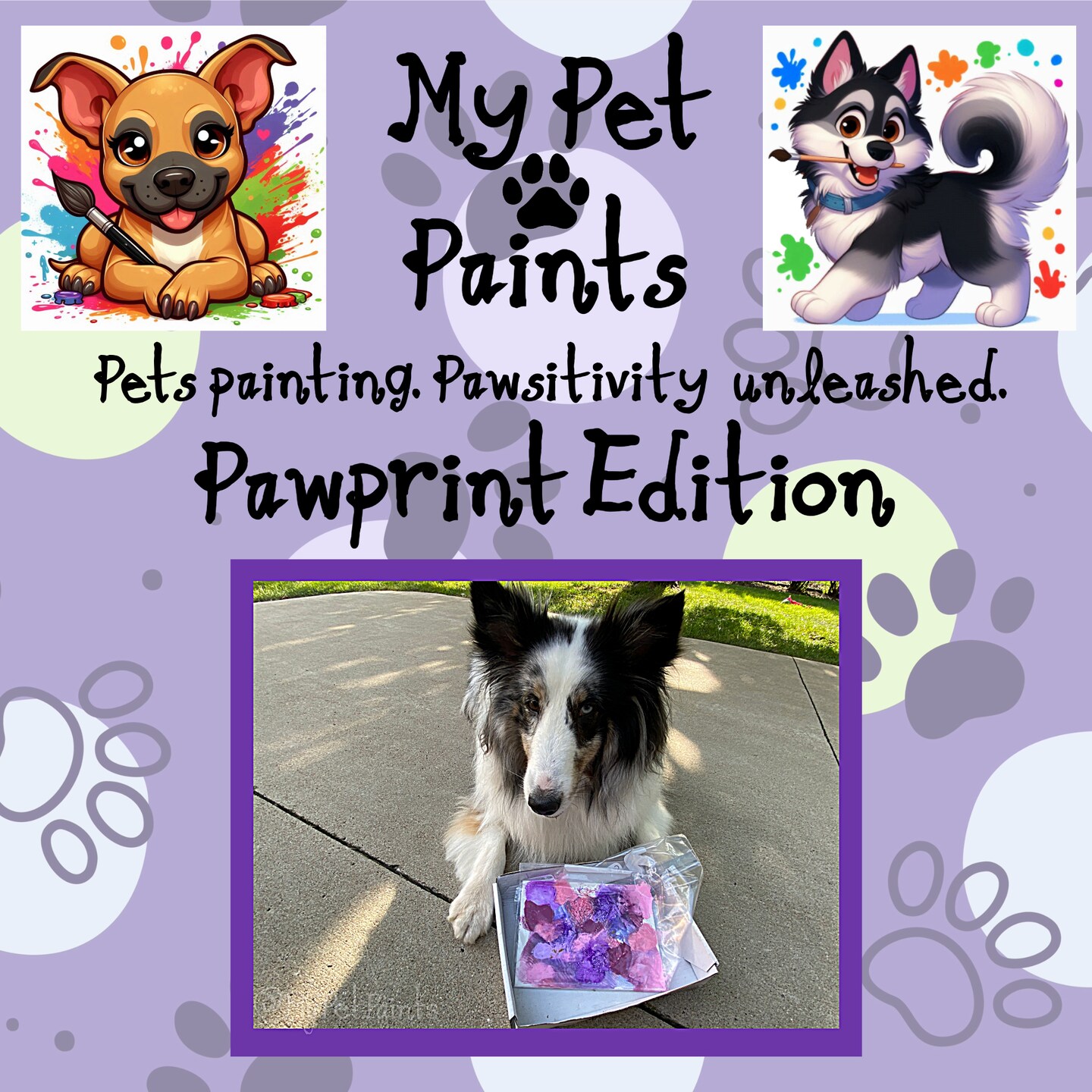 絵画 My pet cool art Pawprint Canvas Edition Pet Art Kit - by MyPetPaints - Dog Lick