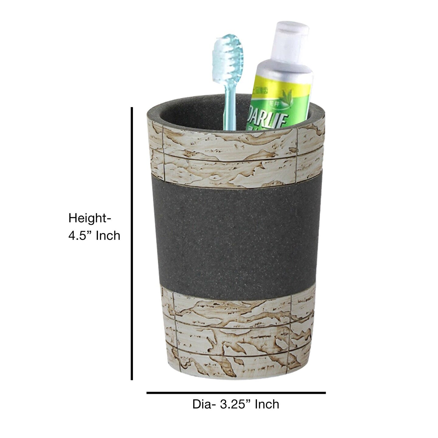 Rustic Cement Bathroom Tumbler Cup | Decorative Rinse Cup,Drinking Glass,Toothbrush & Makeup Brush Holder for Vanity Countertops,Sink & Desk | Antique Stone