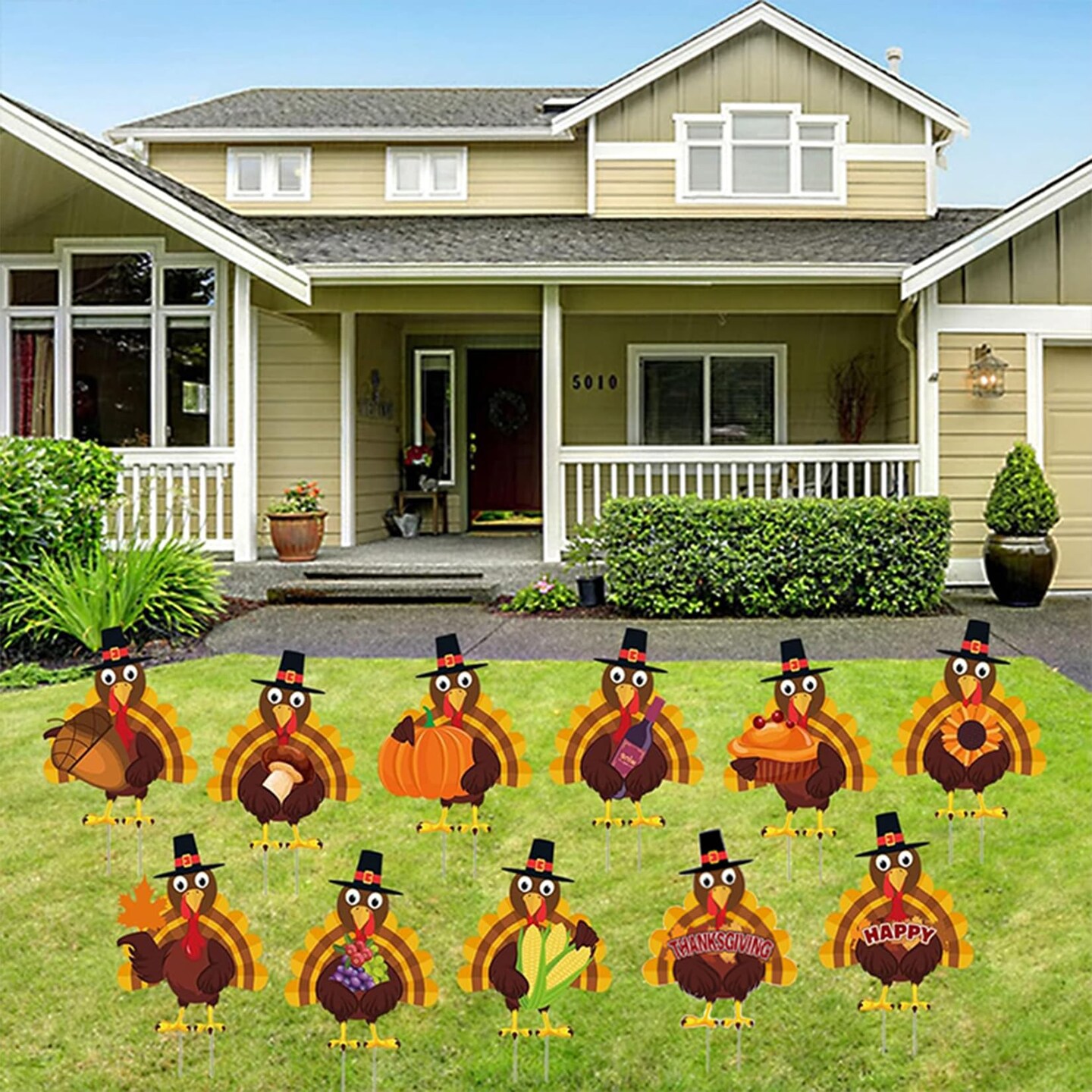 Thanksgiving Yard Decorations Outdoor,11Pcs Thanksgiving Turkey Yard Signs with Stakes,Harvest Porch Yard Sign Decorations for Autumn Farmhouse Patio Outdoor Decor.