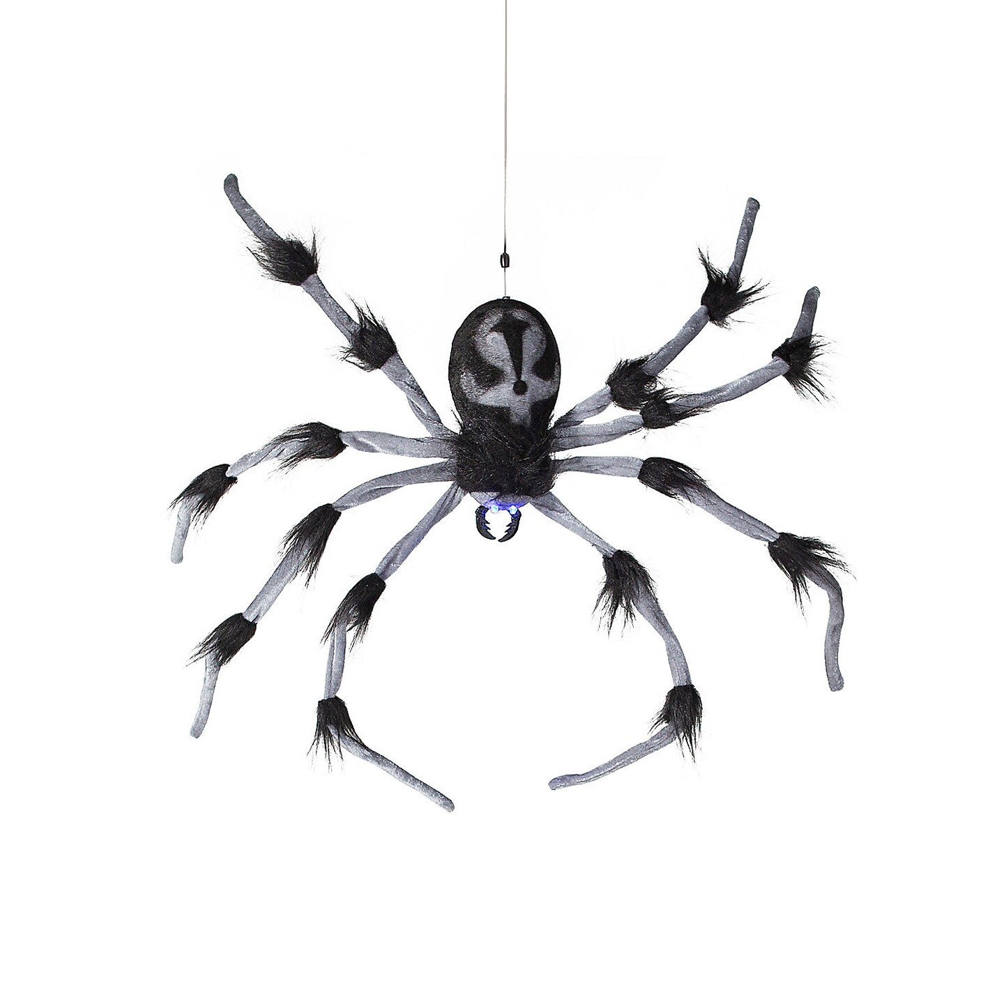 31.5&#x22; Gray &#x26; Black Hairy Floating Spider Halloween Decoration