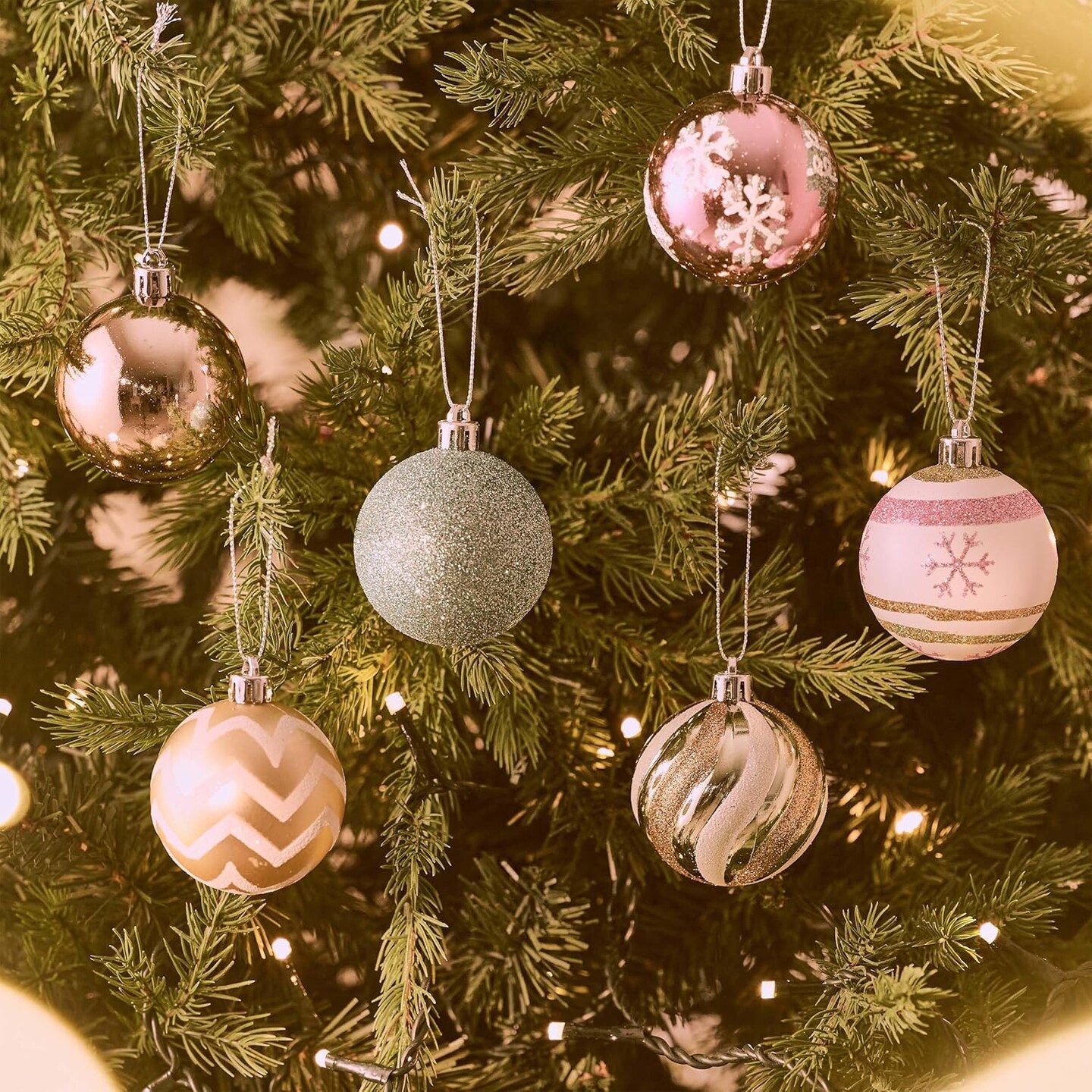 30ct Colorful Macaron Pastel Shatterproof Christmas Ball Ornaments Set