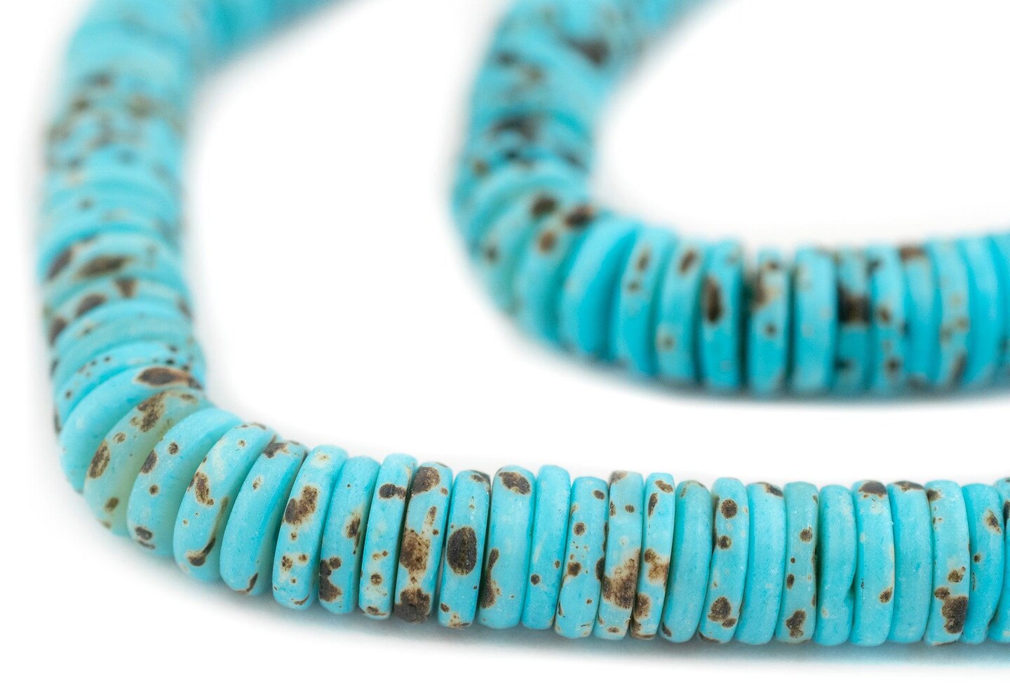 The Bead Chest 10mm Turquoise Bone Button Beads: Nepal Flat Round Disk Heishi Beads for DIY Necklace Jewelry Making