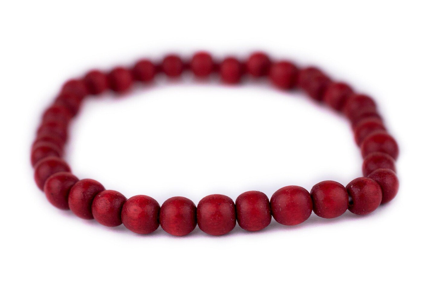 The Bead Chest Wood Stretch Bracelet, Red - Stackable Beaded Jewelry, Unisex for Men & Women