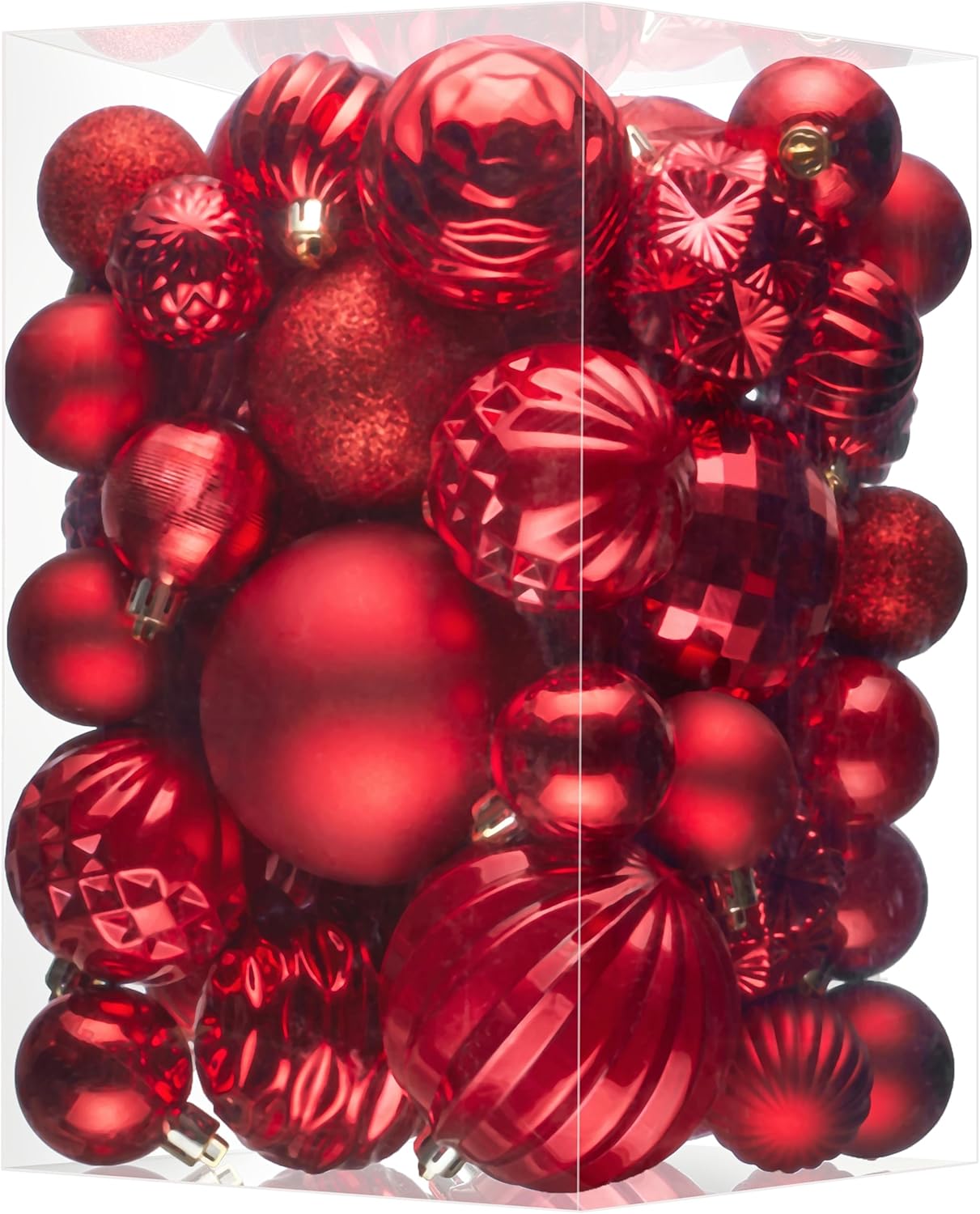 47 Pack Assorted Christmas Tree Ornaments Set (Red)