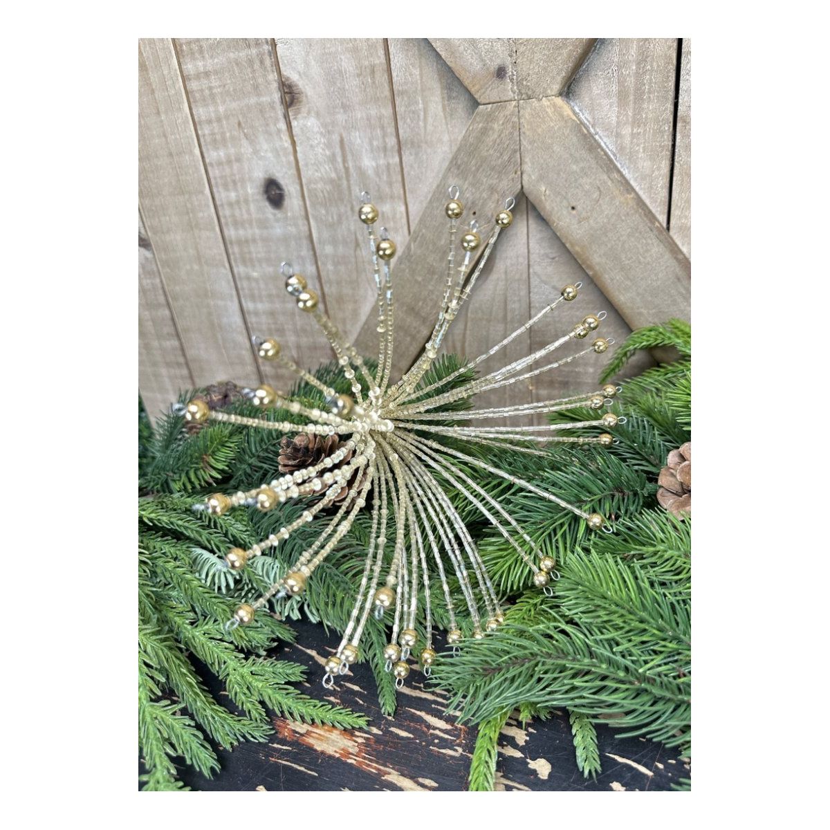 18&#x22; Heavy Beaded Starburst Spray: Gold