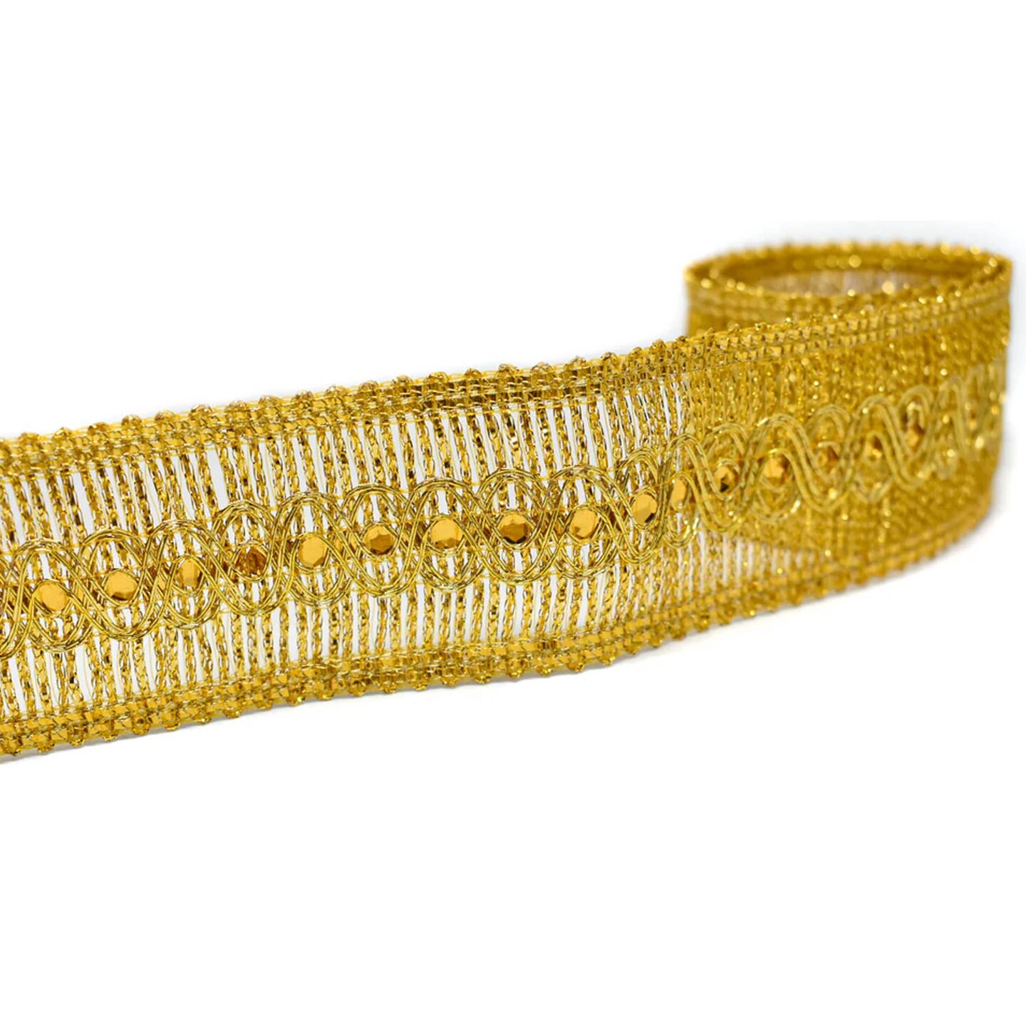 1 Yard Metallic Gold or Silver Sequins Decorative Trim for Crafts and Fashion 1.75 Inch Width