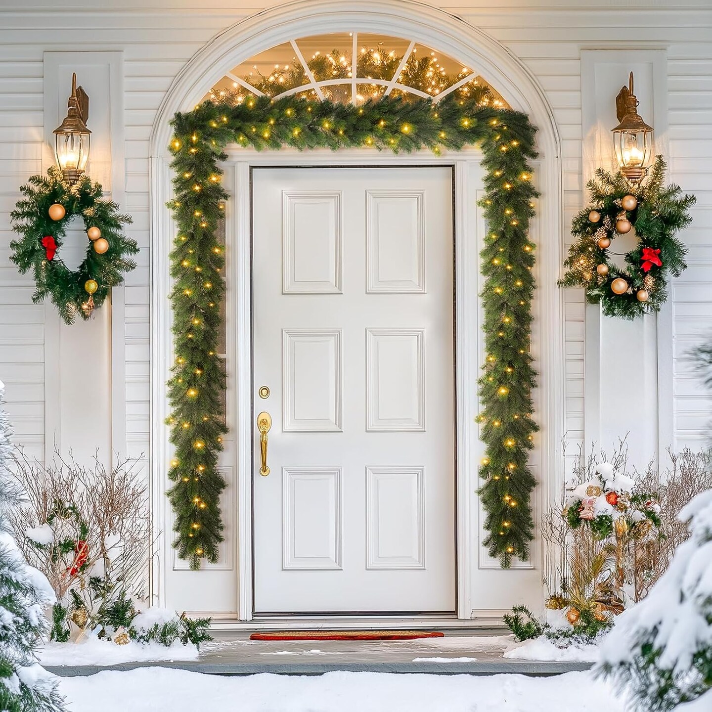 9ft Pre-Lit Christmas Garland, Artificial Lighted Norfolk Pine Garland