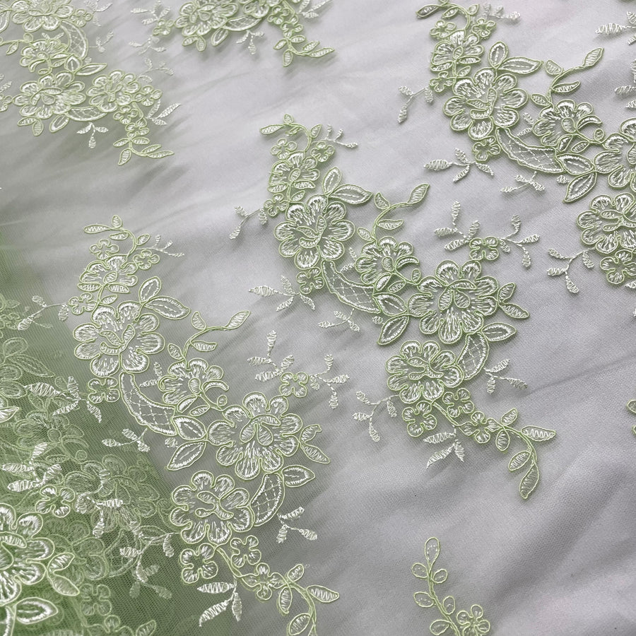 1 Yard Corded Embroidered Bridal Lace Fabric for Wedding Gowns 54 inch Width