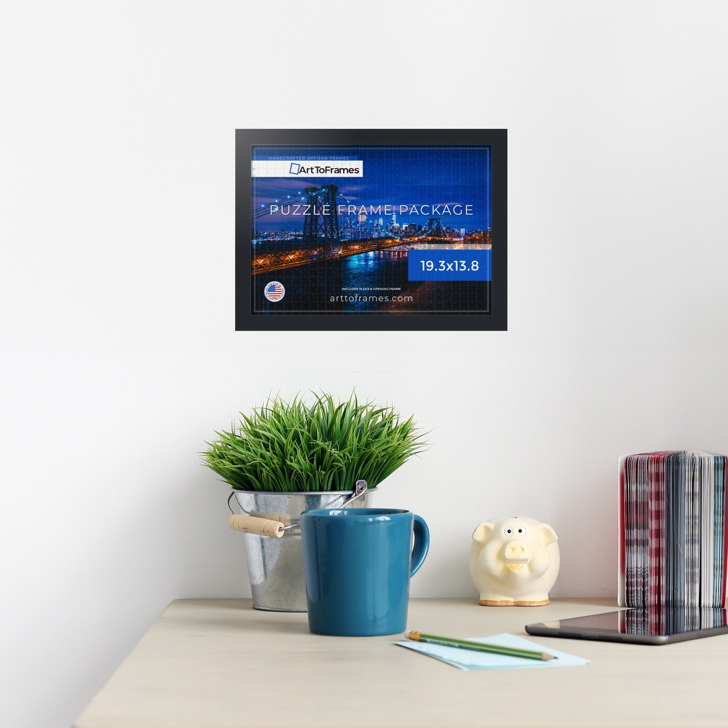 ArtToFrames 19.3x13.8 INCH / 49x35 CM Puzzle Frame for 500 piece Puzzles.This 1.25 Inch Custom MDF Frame for Puzzles Comes with Regular Glass, Available in Multiple Colors