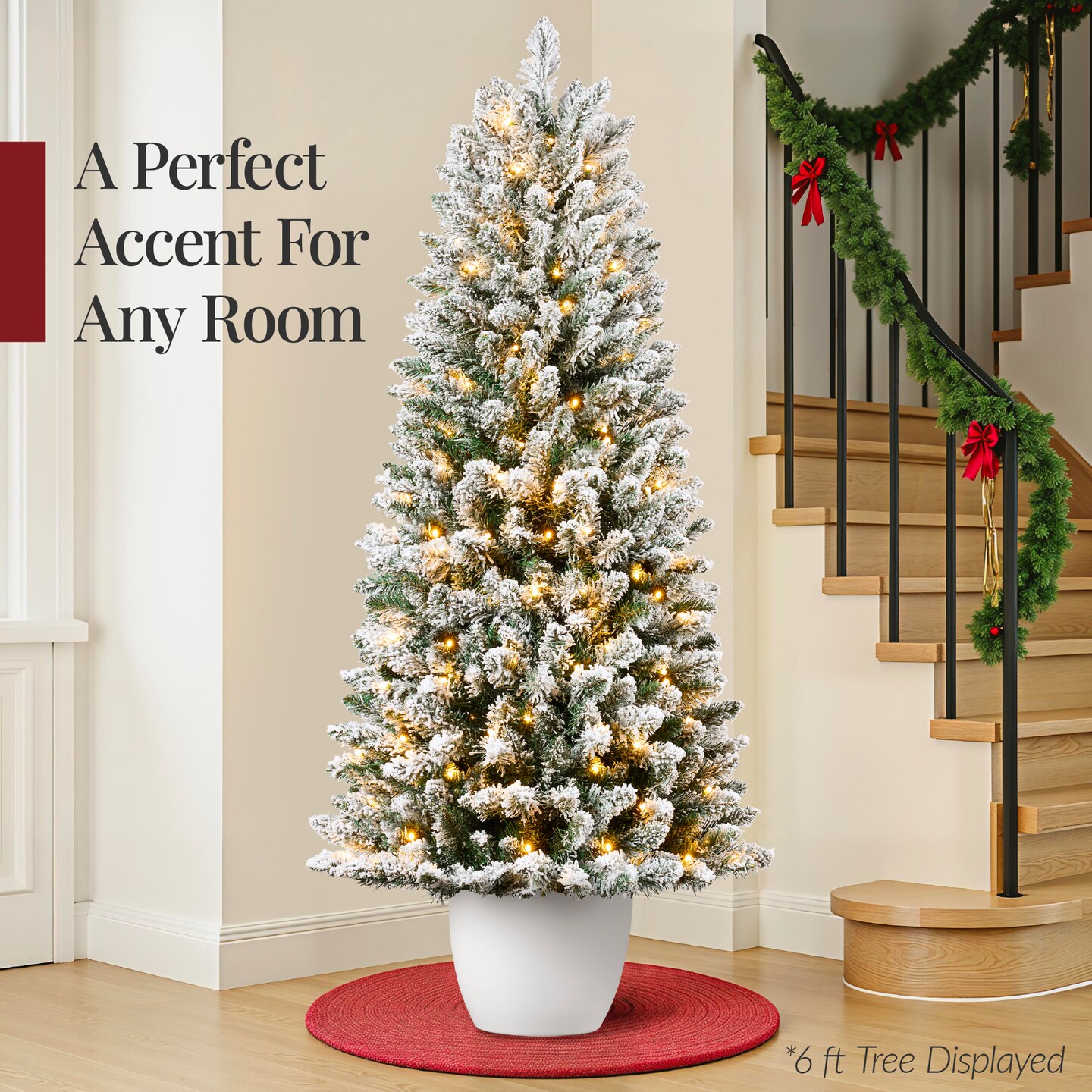 Best Choice Products Pre-Lit Potted Flocked Christmas Tree, Classic Artificial Holiday D&#xE9;cor, w/ Twinkling White LEDs